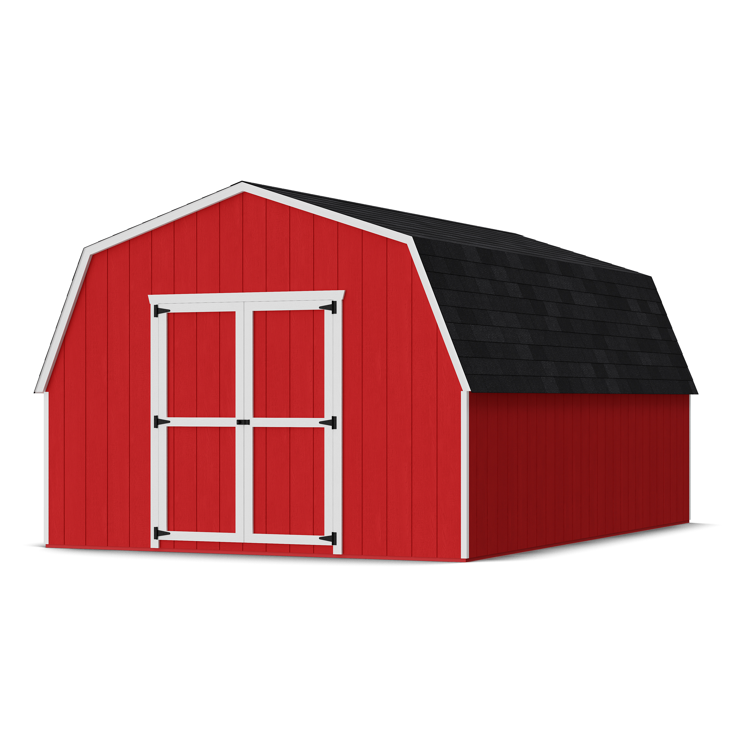Rendering of Value Gambrel 4' Barn Shed with shingles and paint.