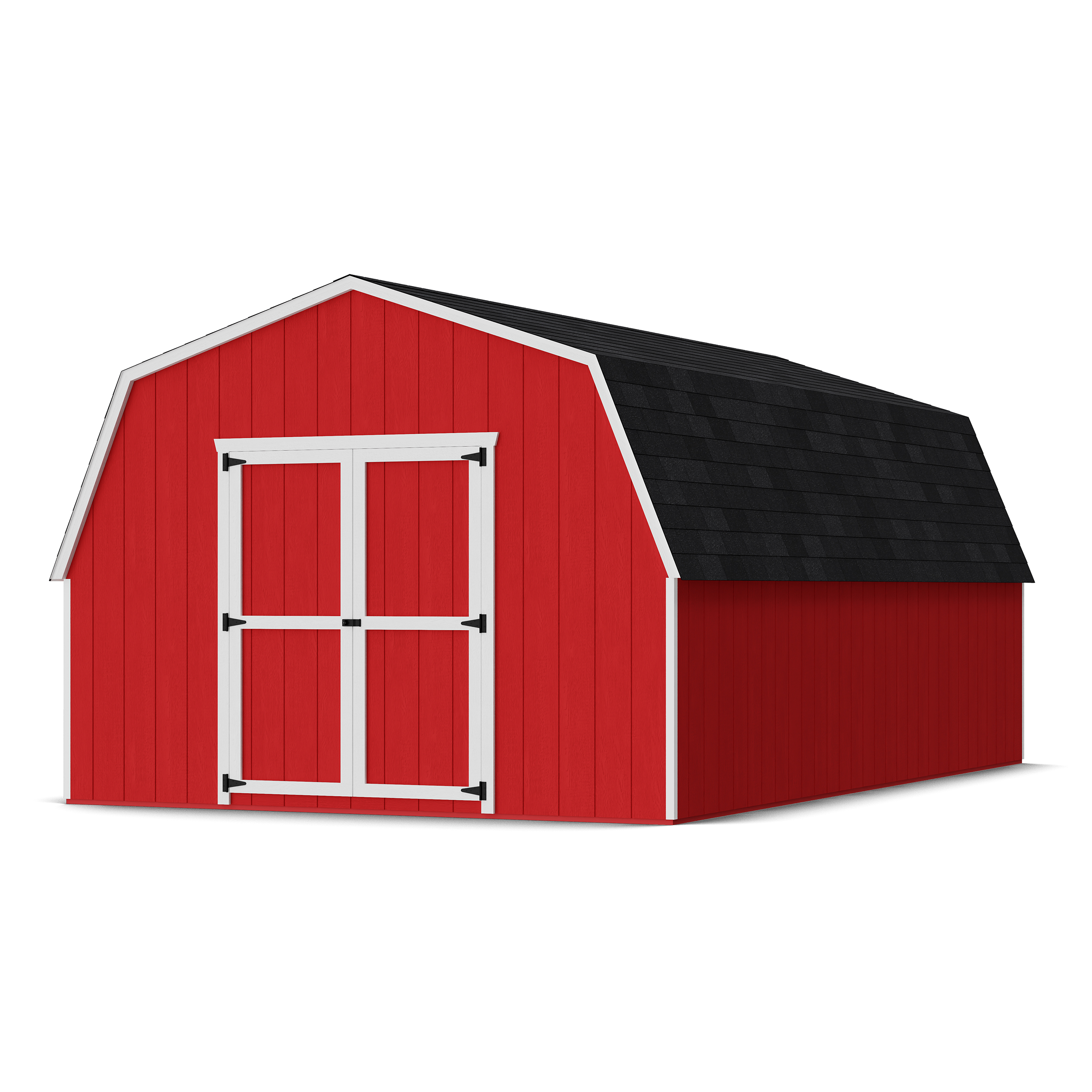 Rendering of Value Gambrel 4' Barn Shed with shingles and paint.