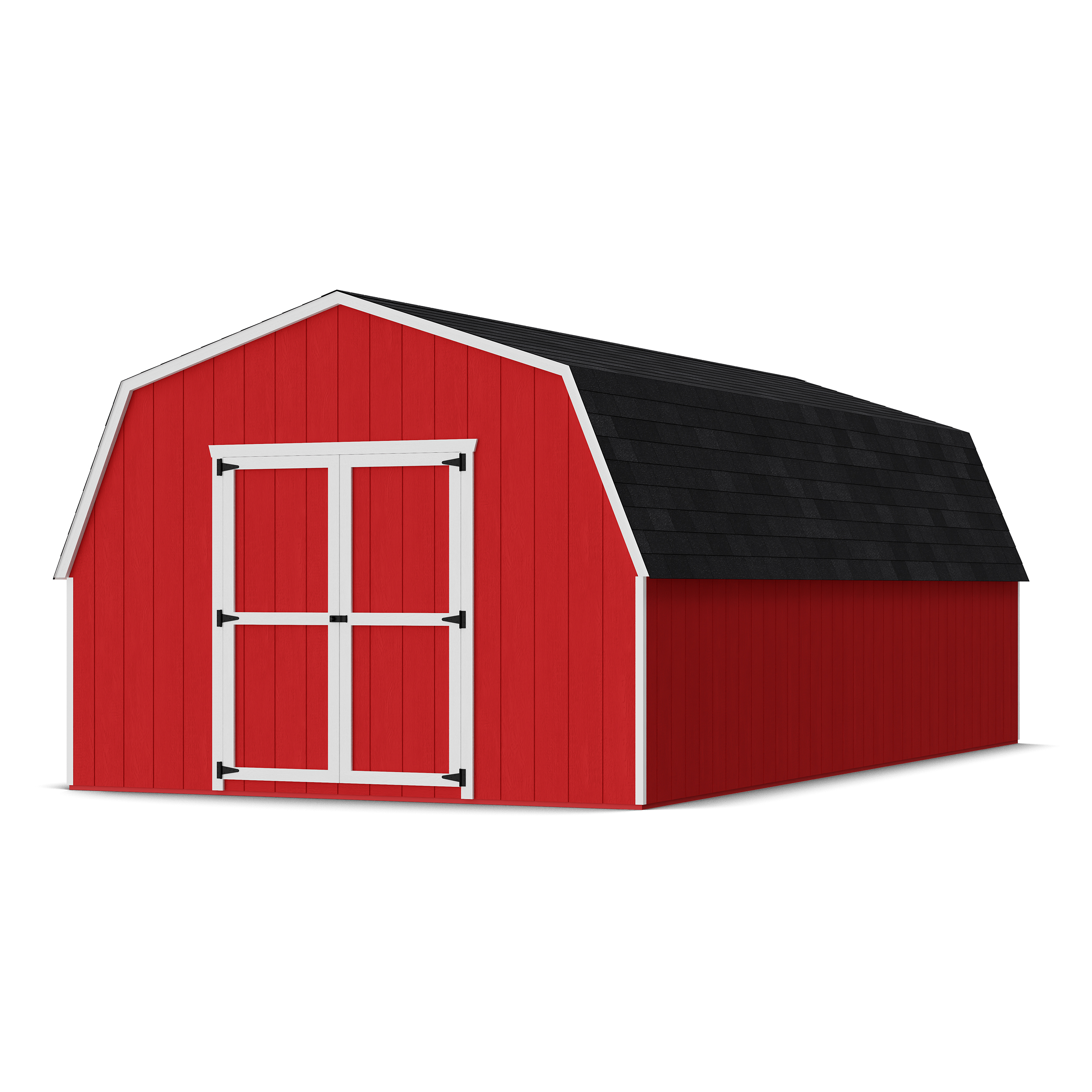 Rendering of Value Gambrel 4' Barn Shed with shingles and paint.