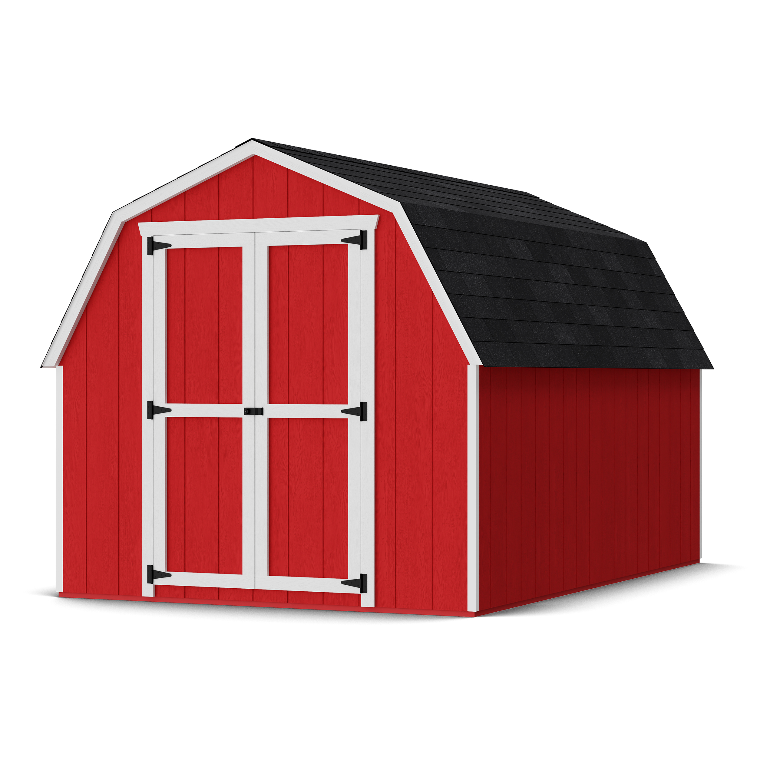 Rendering of Value Gambrel 4' Barn Shed with shingles and paint.