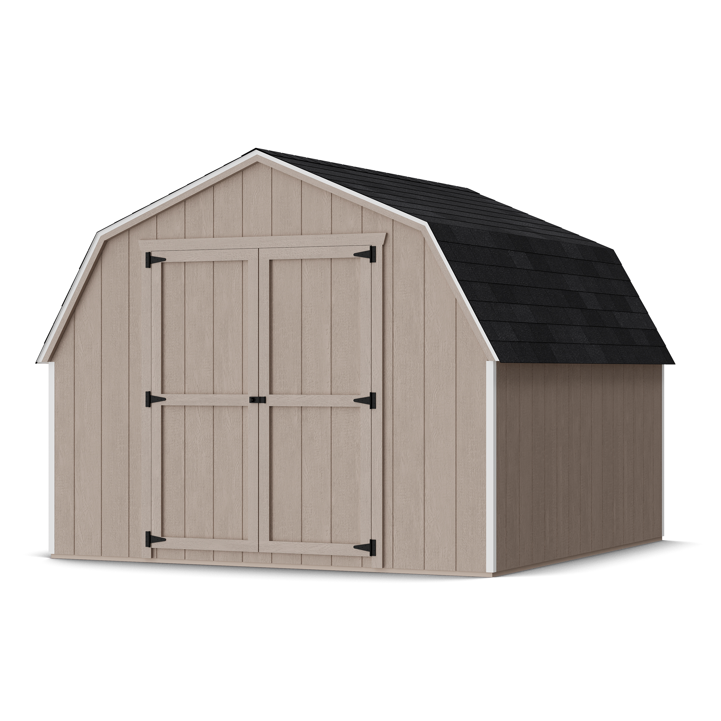 Rendering of Value Gambrel 4' Barn Shed in assembly process ready to be painted.