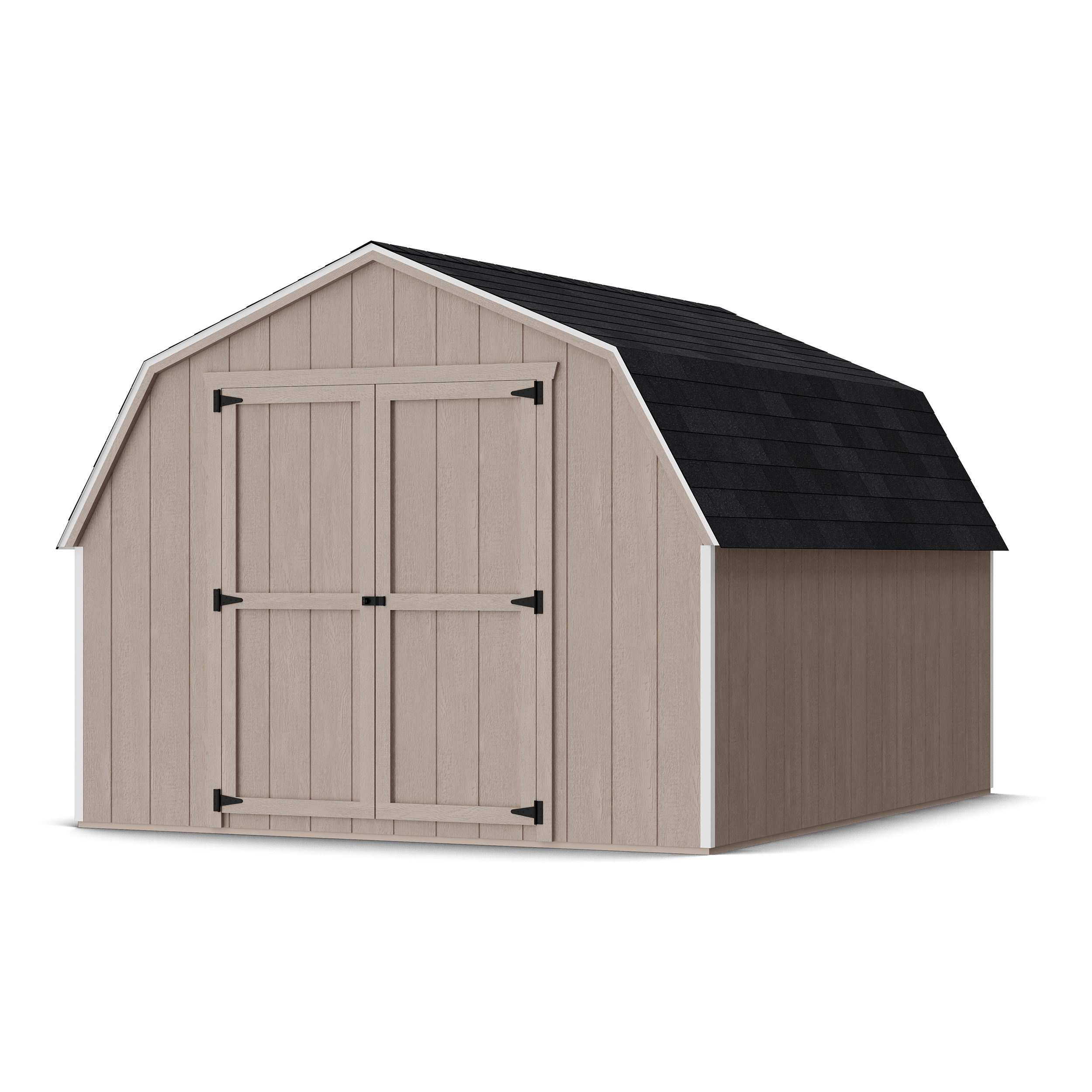 Rendering of Value Gambrel 4' Barn Shed in assembly process ready to be painted.