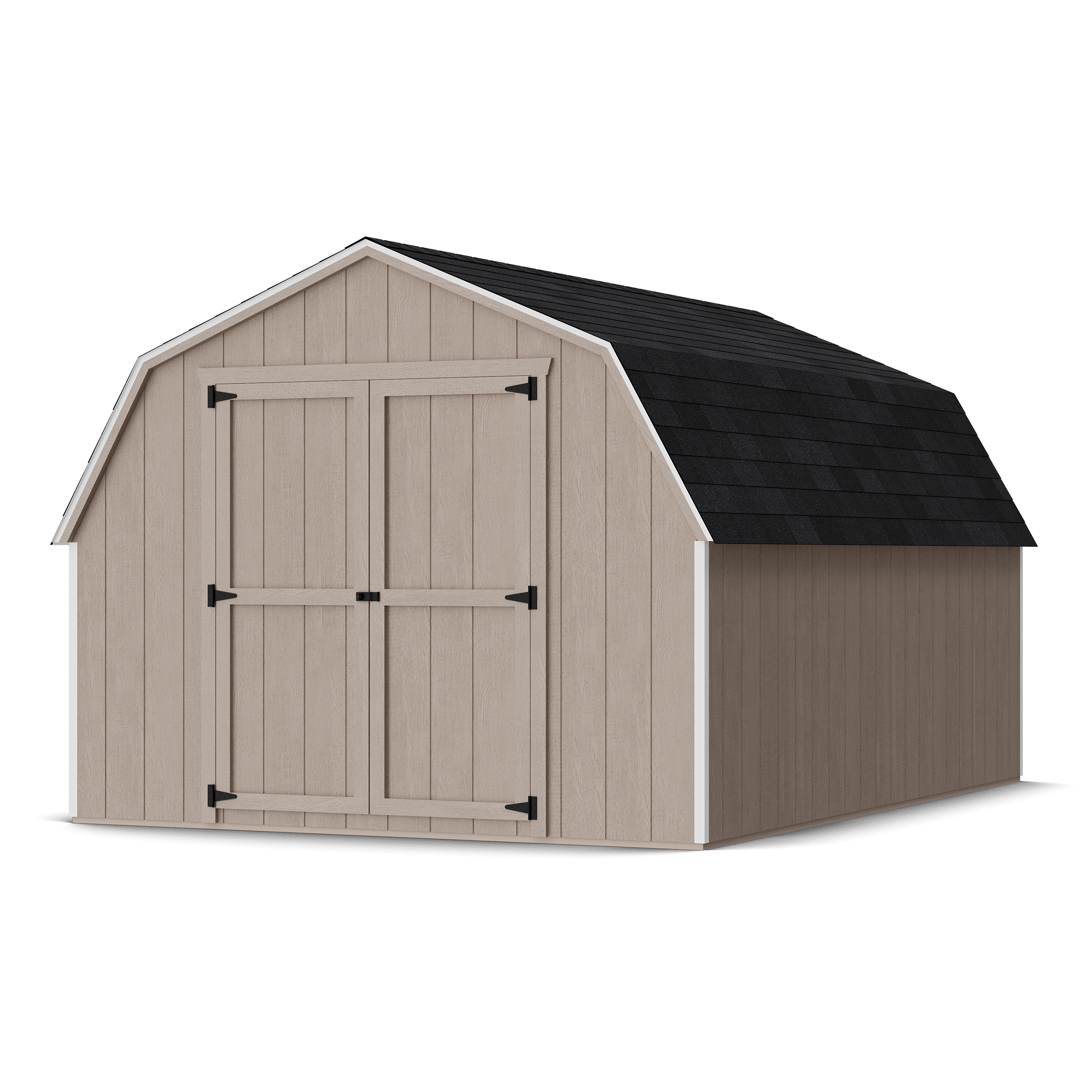 Rendering of Value Gambrel 4' Barn Shed in assembly process ready to be painted.