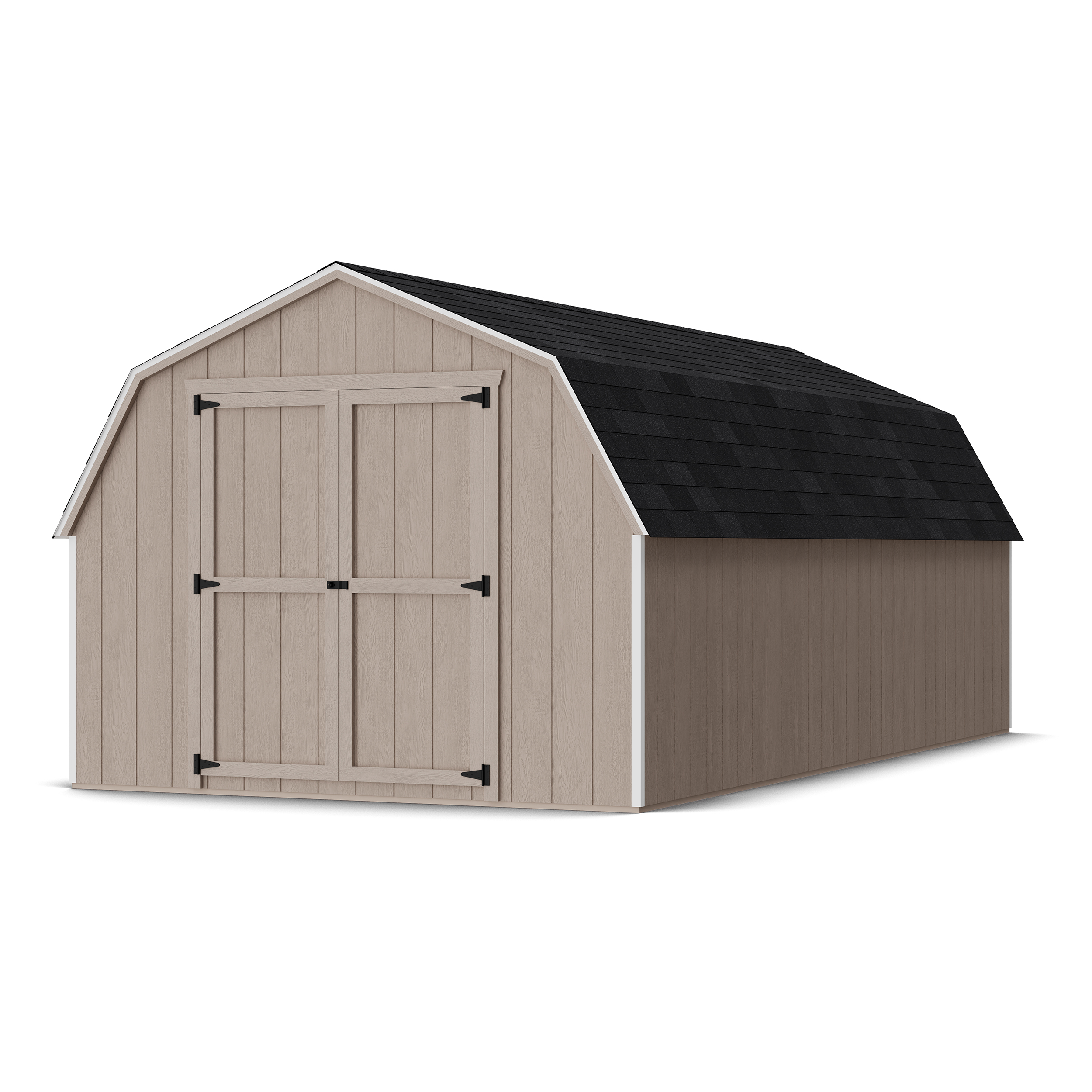 Rendering of Value Gambrel 4' Barn Shed in assembly process ready to be painted.