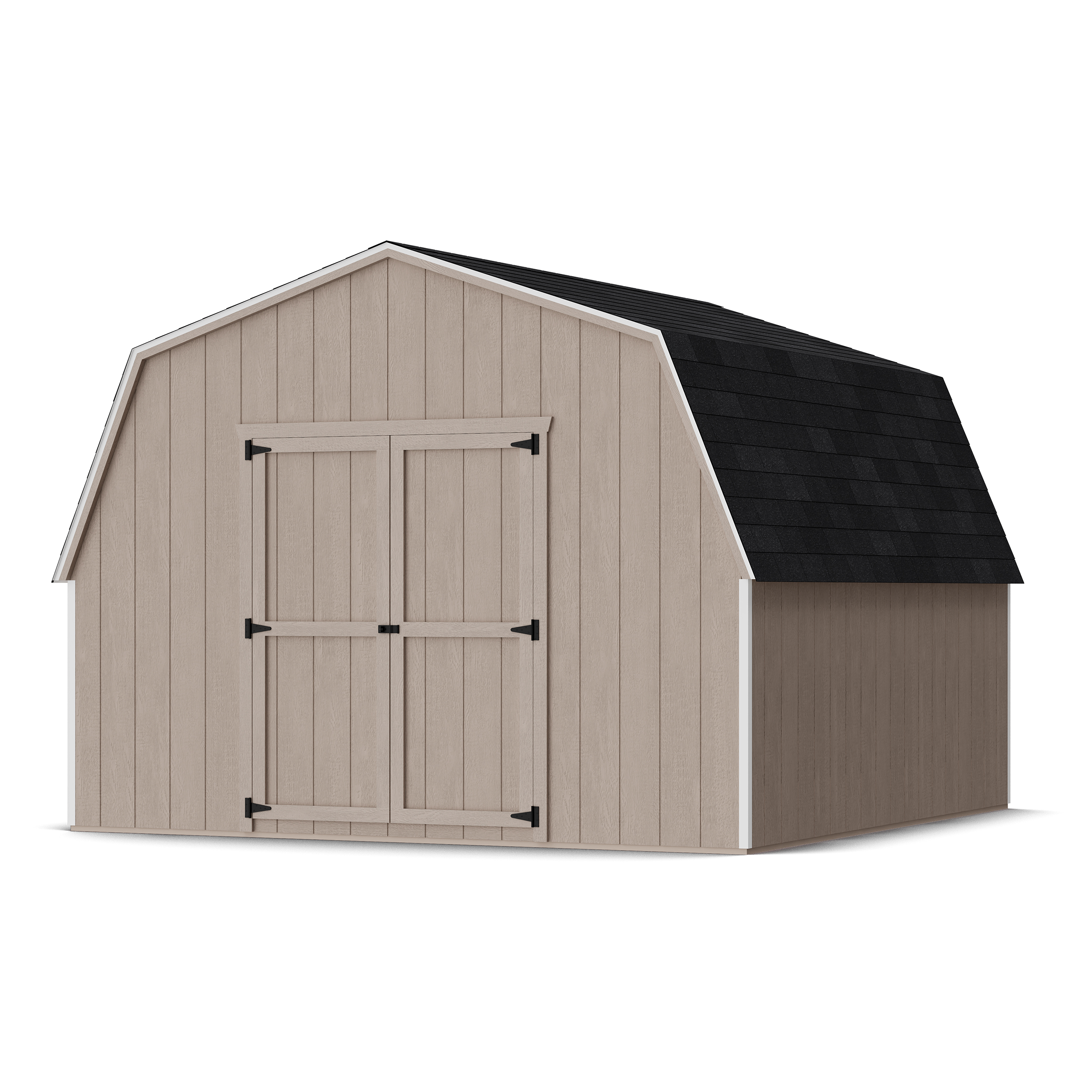 Rendering of Value Gambrel 4' Barn Shed in assembly process ready to be painted.