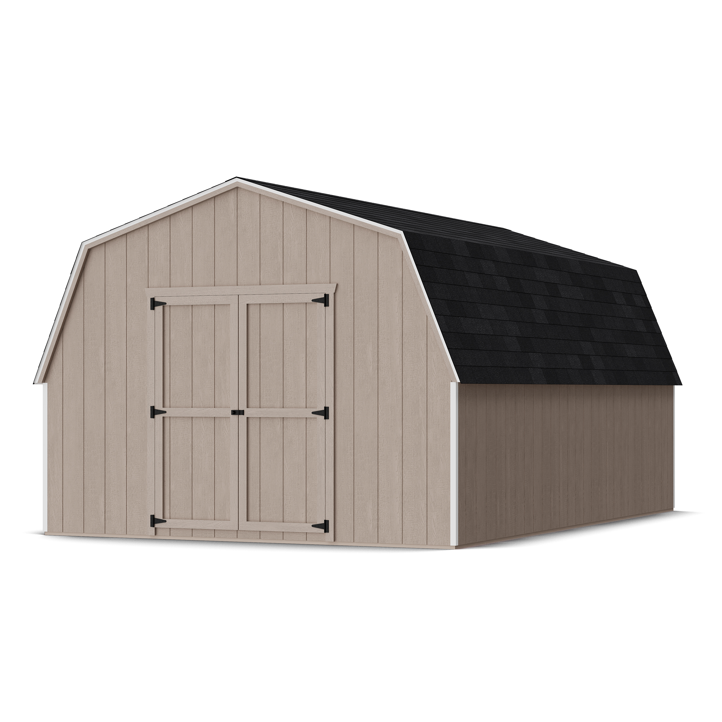 Rendering of Value Gambrel 4' Barn Shed in assembly process ready to be painted.
