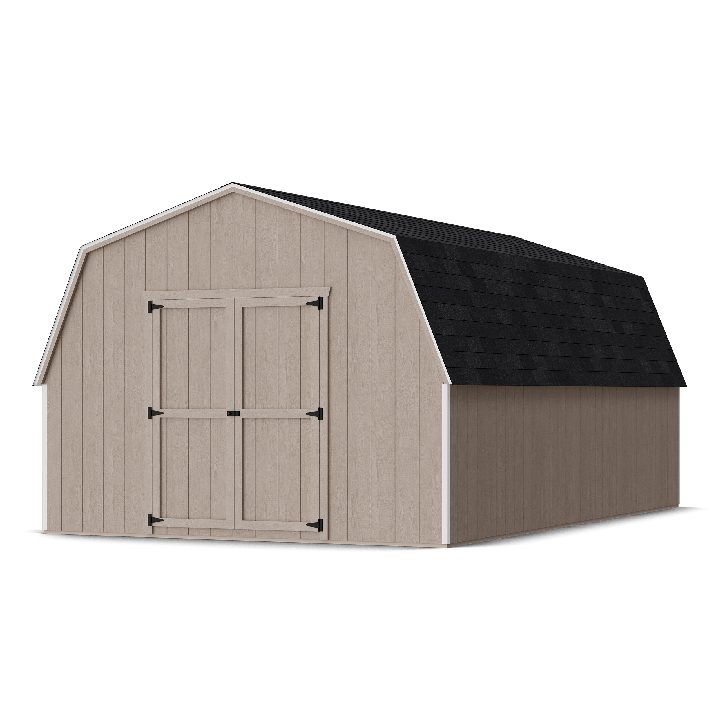 Rendering of Value Gambrel 4' Barn Shed in assembly process ready to be painted.