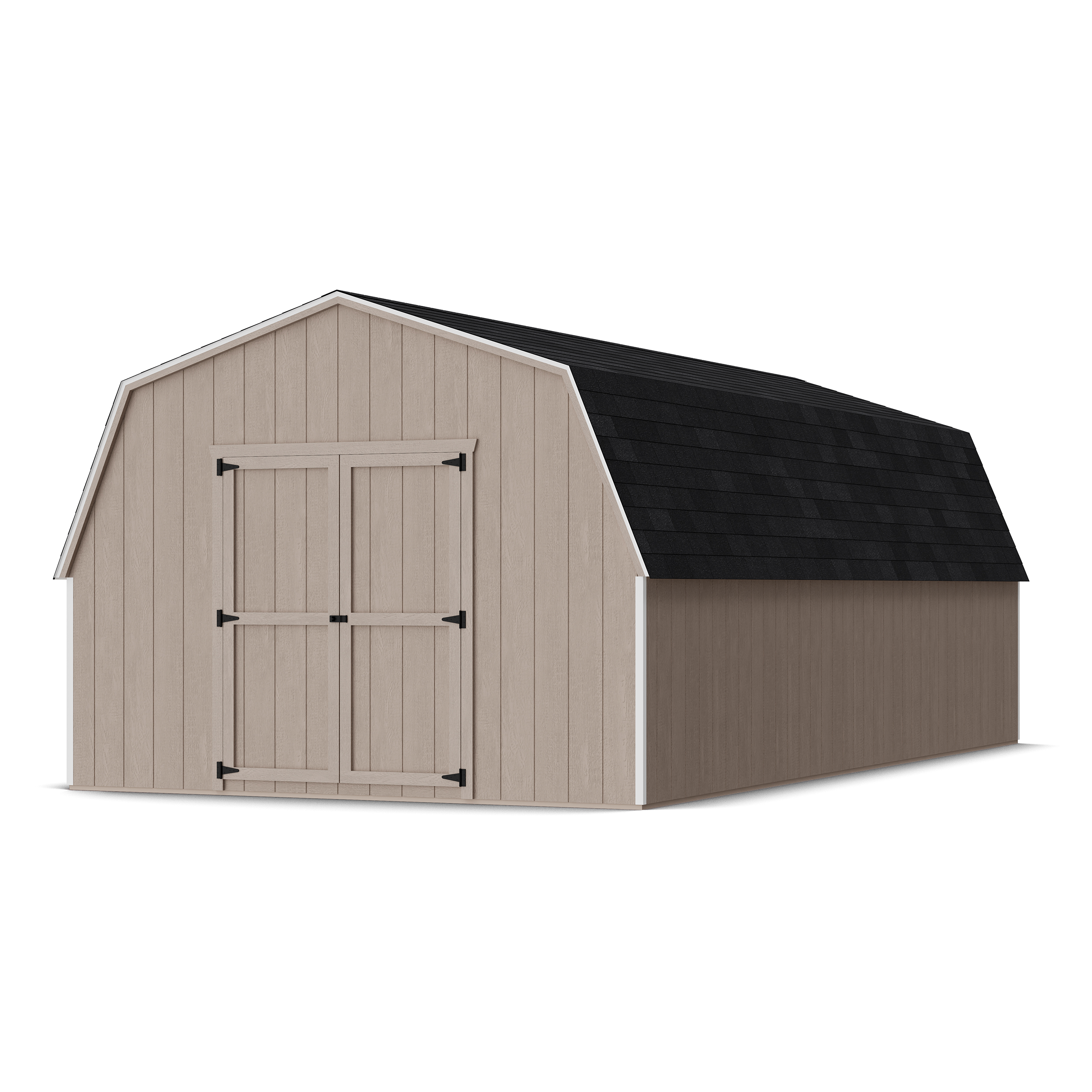 Rendering of Value Gambrel 4' Barn Shed in assembly process ready to be painted.