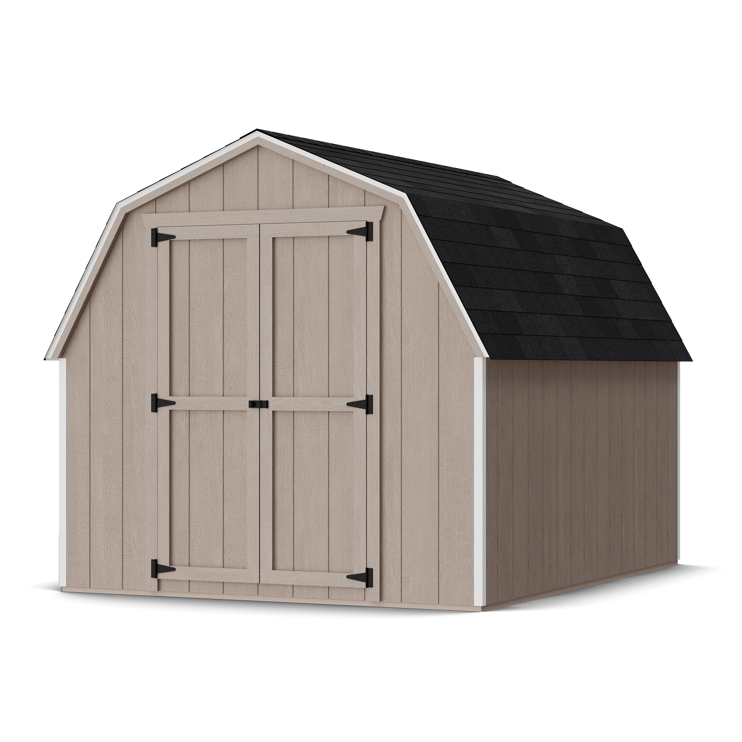 Rendering of Value Gambrel 4' Barn Shed in assembly process ready to be painted.