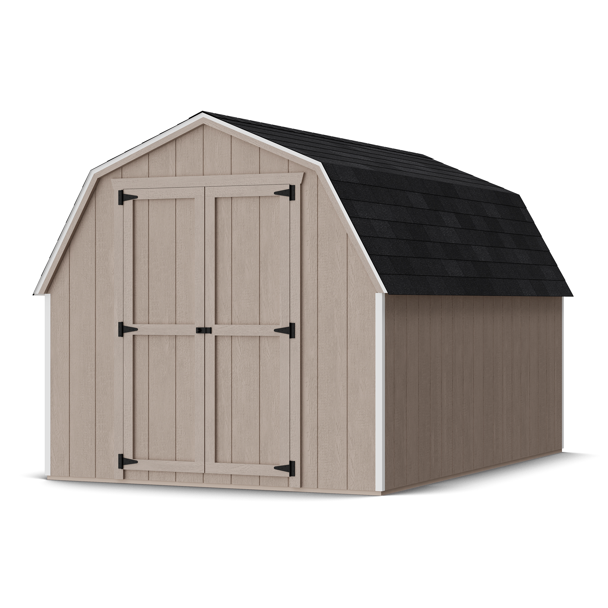 Rendering of Value Gambrel 4' Barn Shed in assembly process ready to be painted.