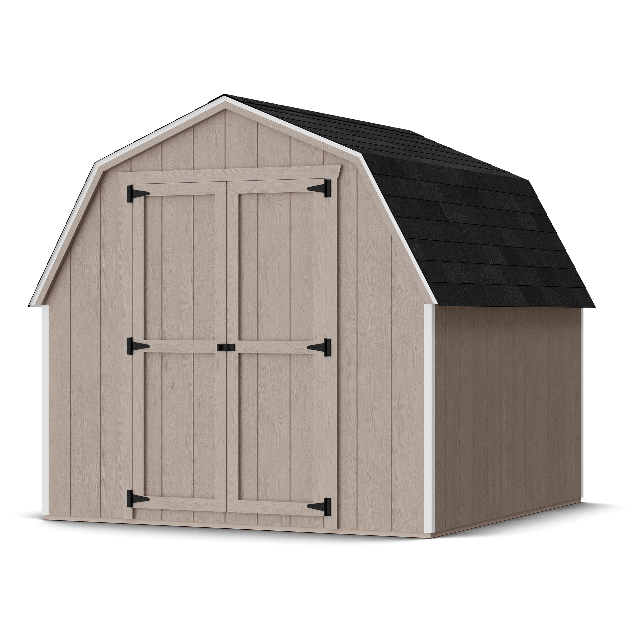 Rendering of Value Gambrel 4' Barn Shed in assembly process ready to be painted.