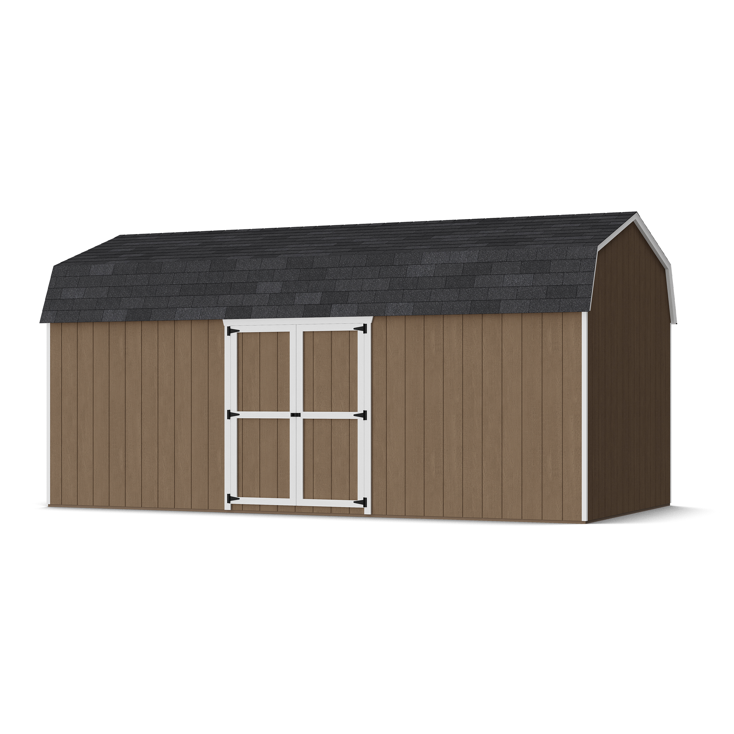 Rendering of Value Gambrel 6' Barn Shed with Side Entry with shingles and paint.