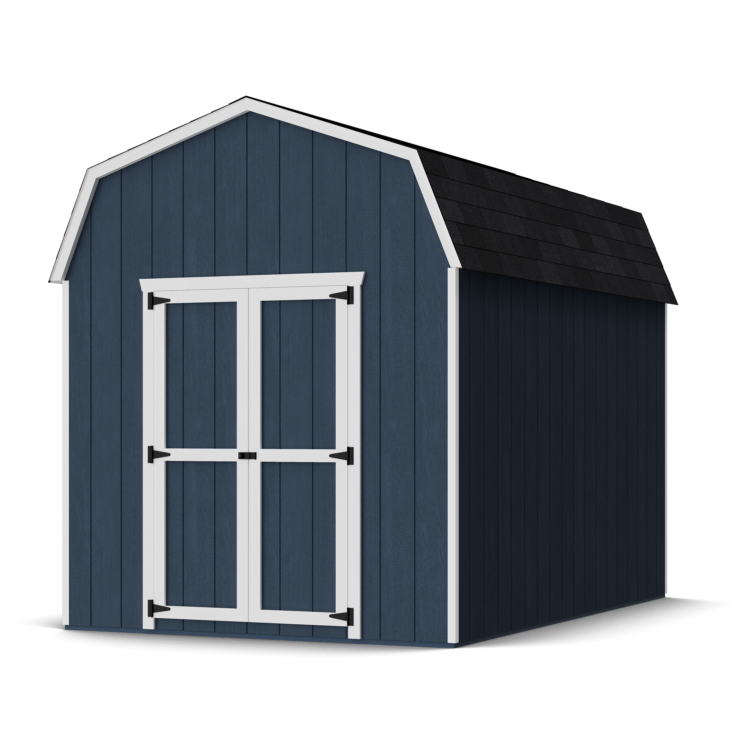 Rendering of Value Gambrel 6' Barn Shed with shingles and paint.
