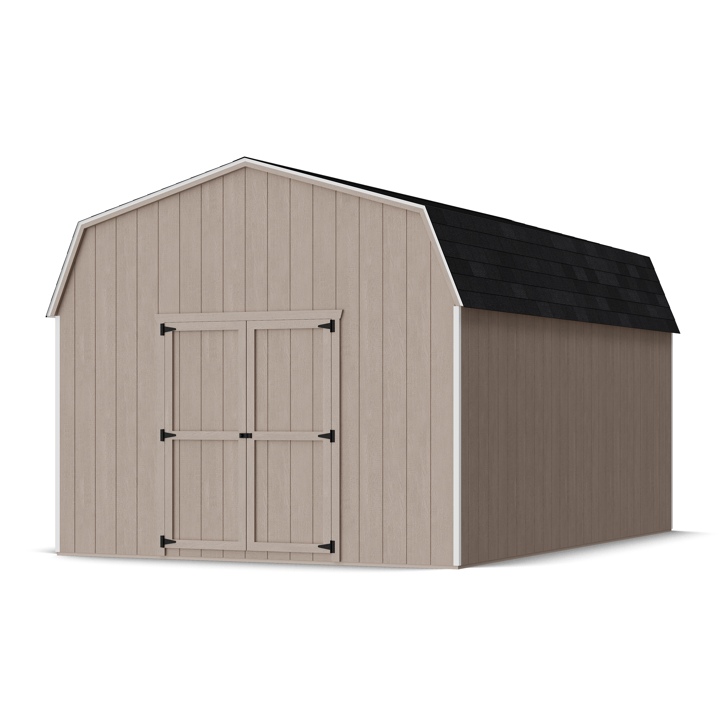 Rendering of Value Gambrel 6' Barn Shed in assembly process ready to be painted.