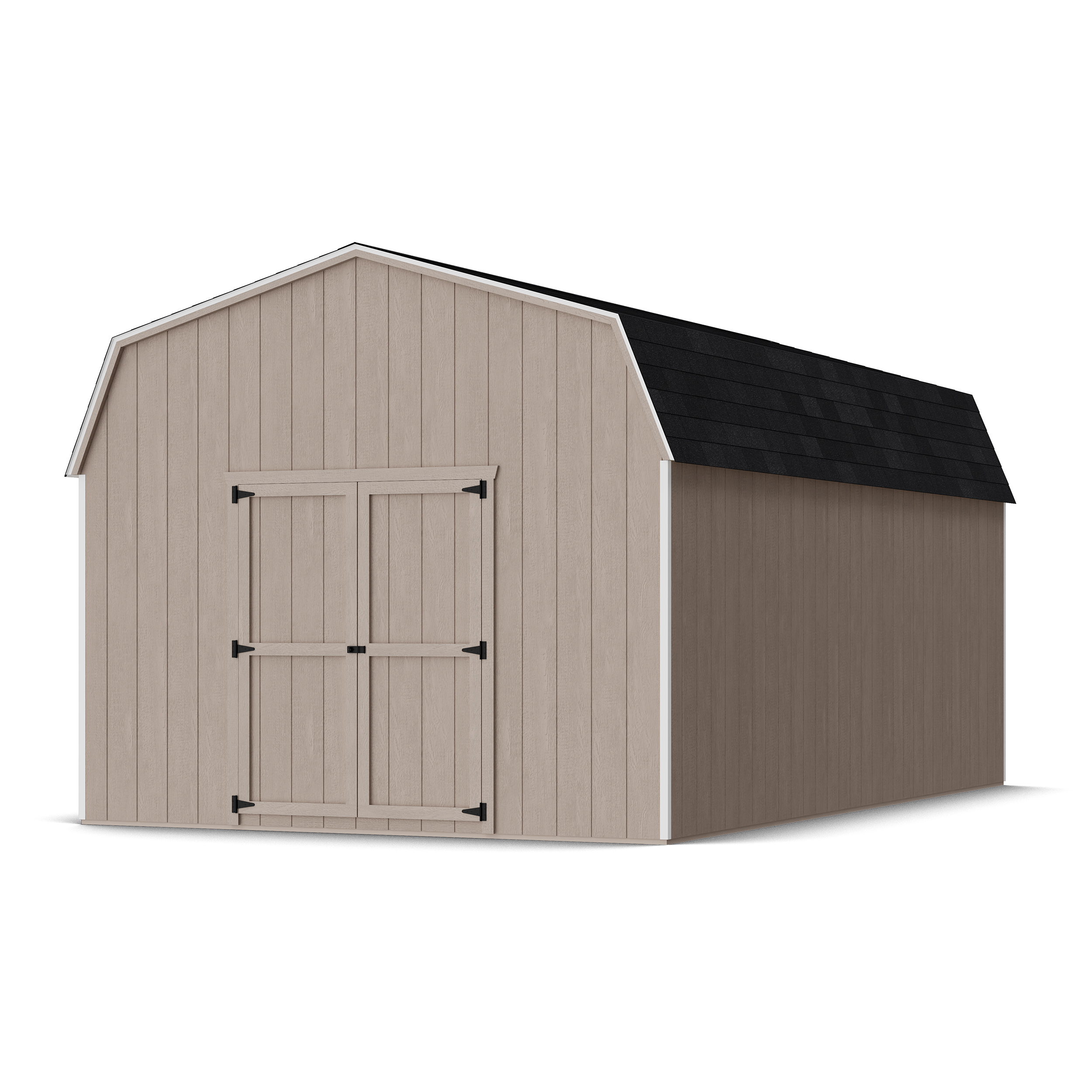 Rendering of Value Gambrel 6' Barn Shed in assembly process ready to be painted.