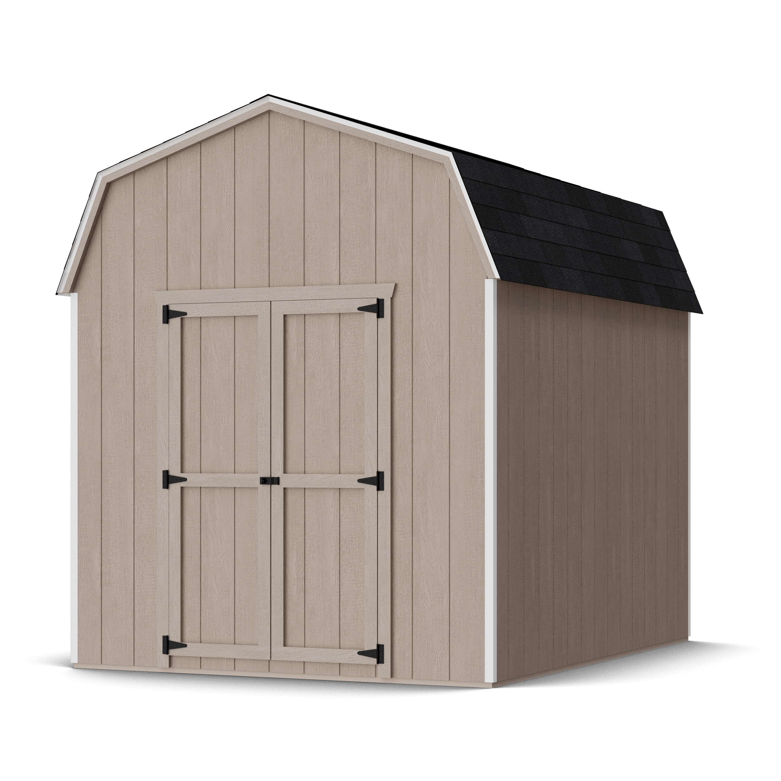 Rendering of Value Gambrel 6' Barn Shed in assembly process ready to be painted.