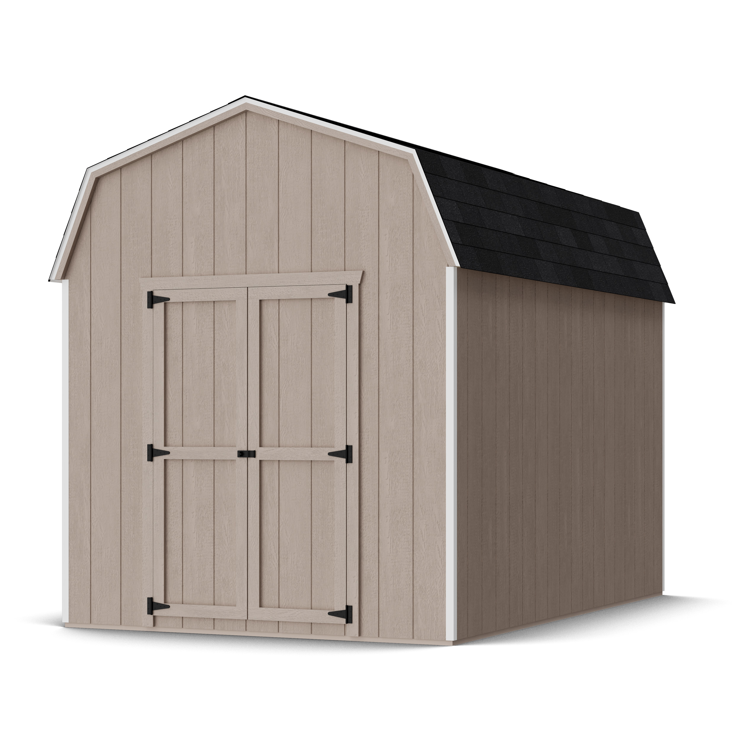 Rendering of Value Gambrel 6' Barn Shed in assembly process ready to be painted.