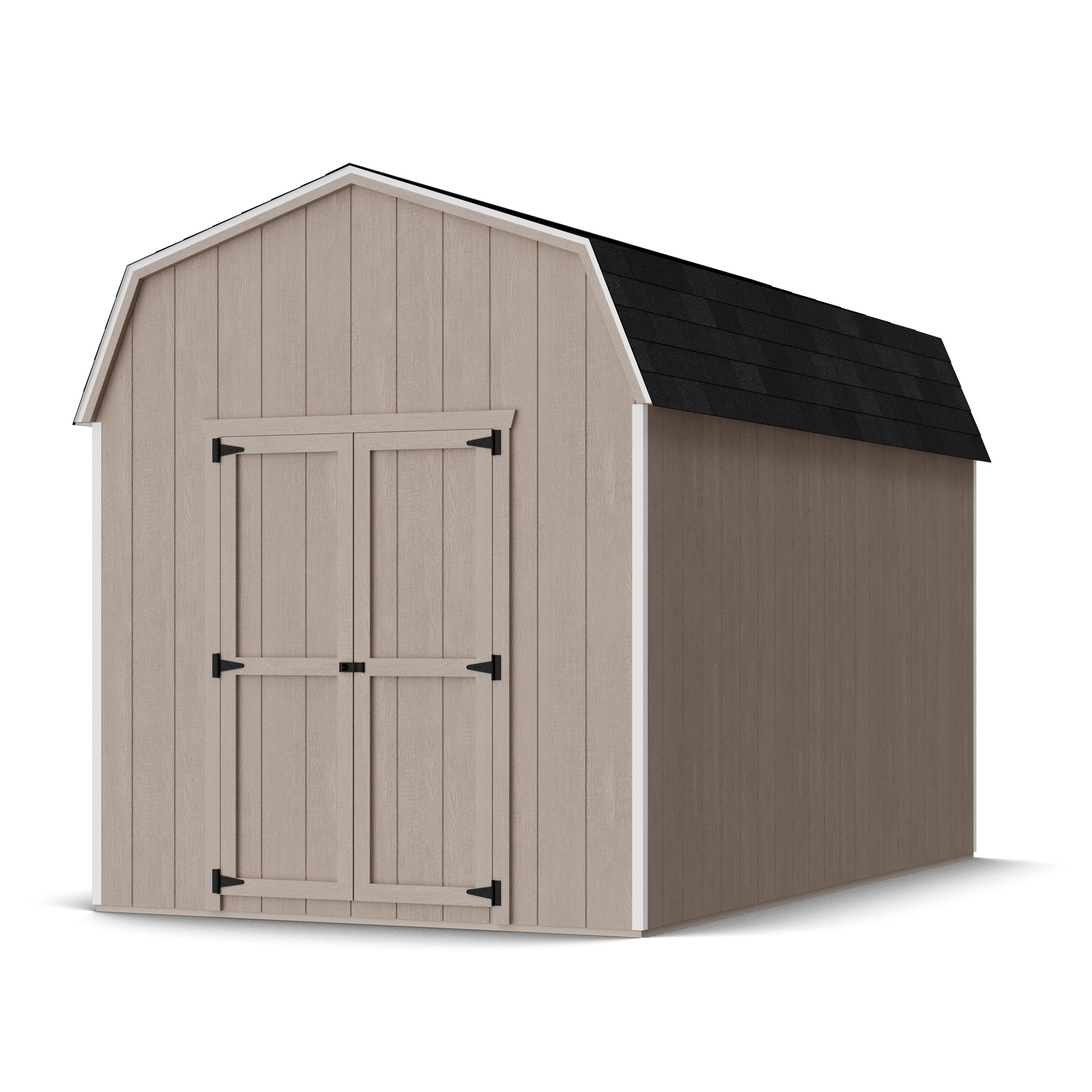 Rendering of Value Gambrel 6' Barn Shed in assembly process ready to be painted.