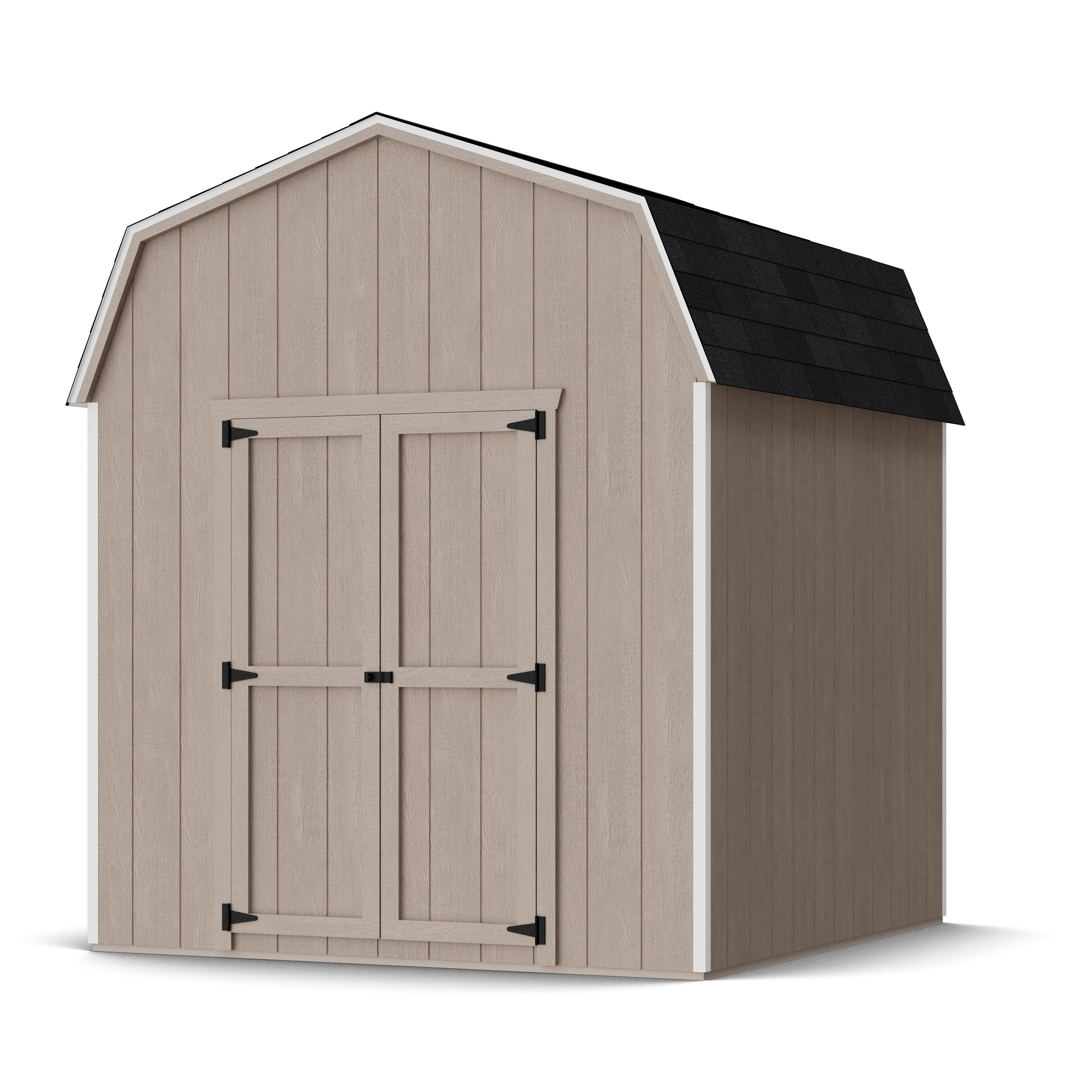 Rendering of Value Gambrel 6' Barn Shed in assembly process ready to be painted.