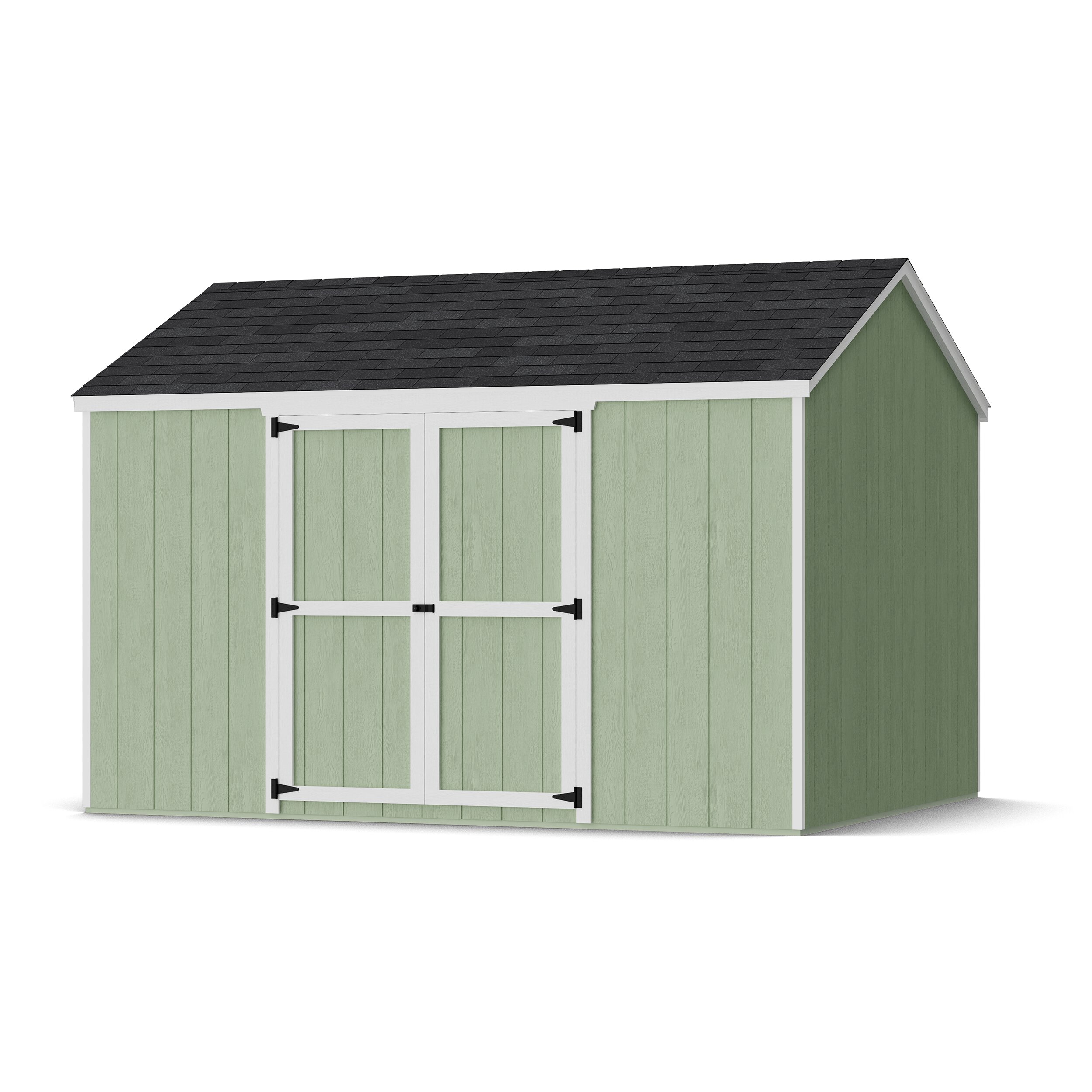 Rendering of Value Gable Shed with Side Entry with shingles and paint.
