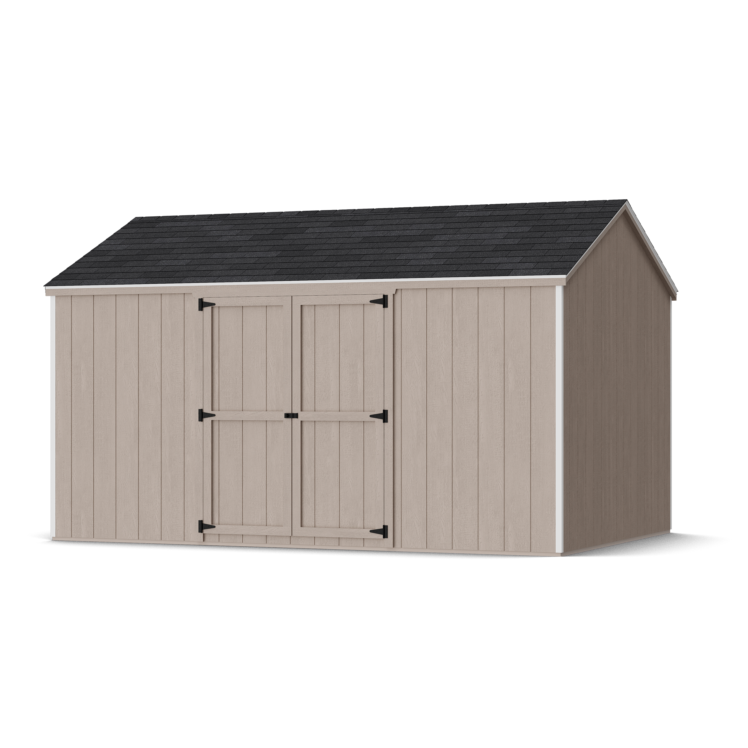 Rendering of Value Gable Shed with Side Entry in assembly process ready to be painted.