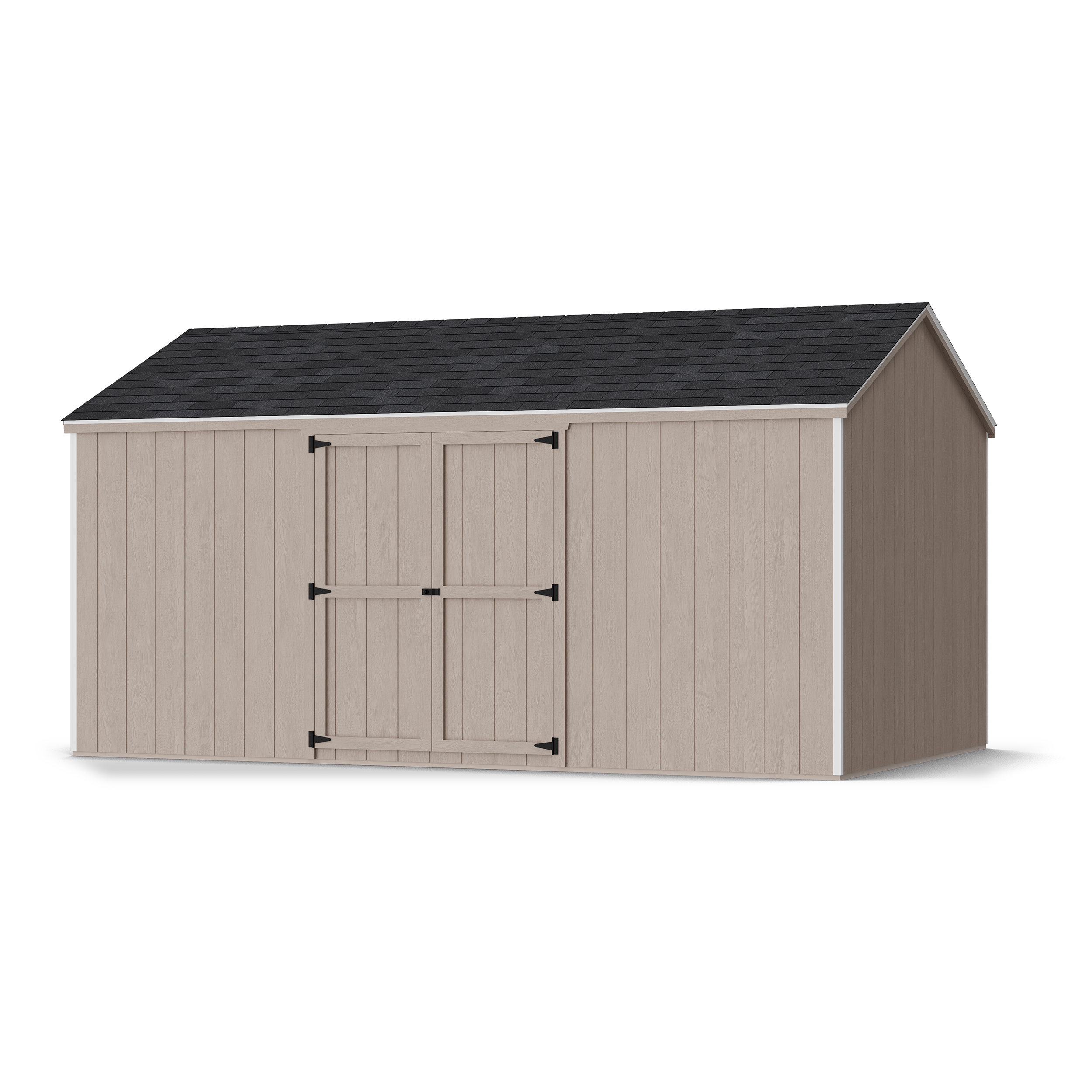 Rendering of Value Gable Shed with Side Entry in assembly process ready to be painted.