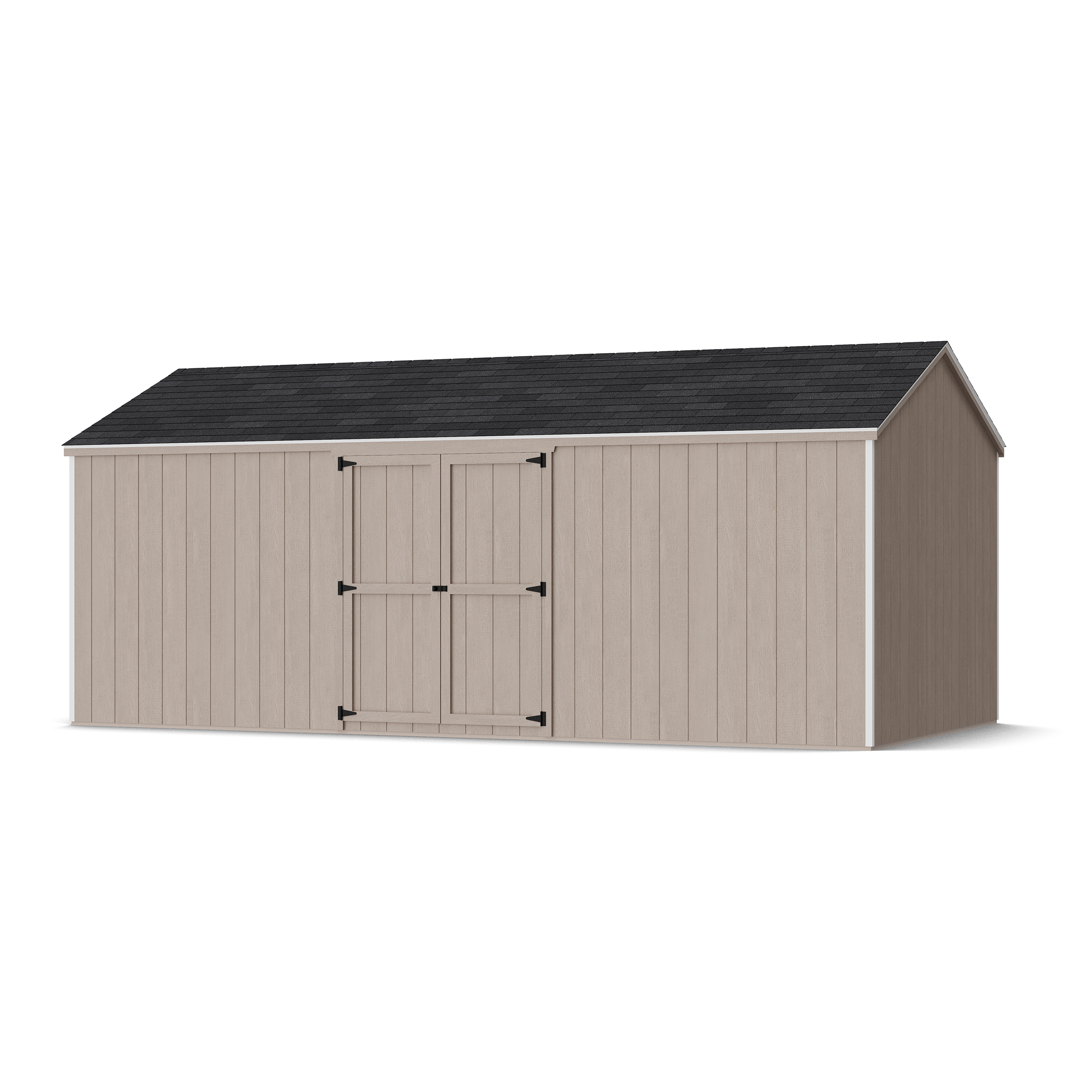 Rendering of Value Gable Shed with Side Entry in assembly process ready to be painted.