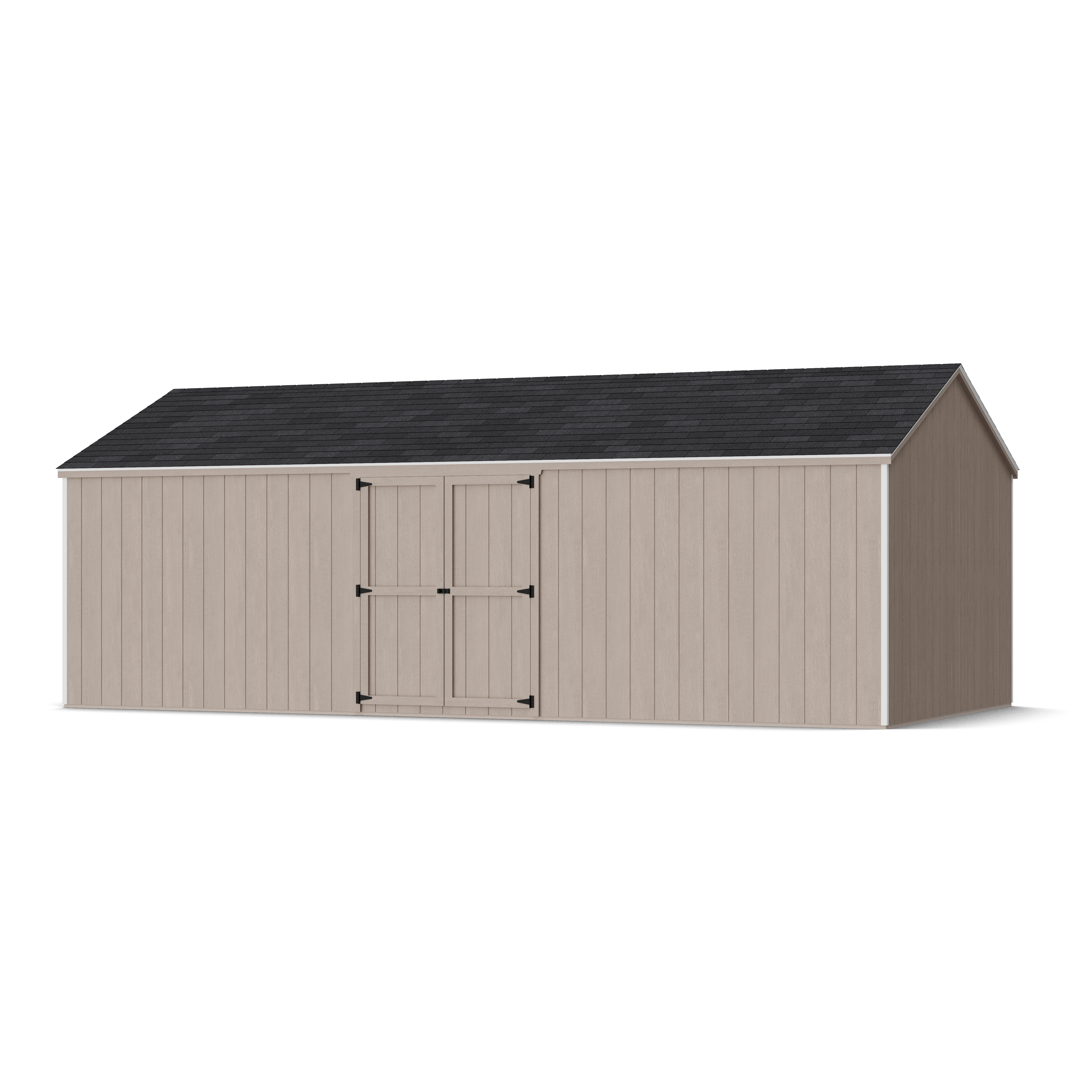 Rendering of Value Gable Shed with Side Entry in assembly process ready to be painted.