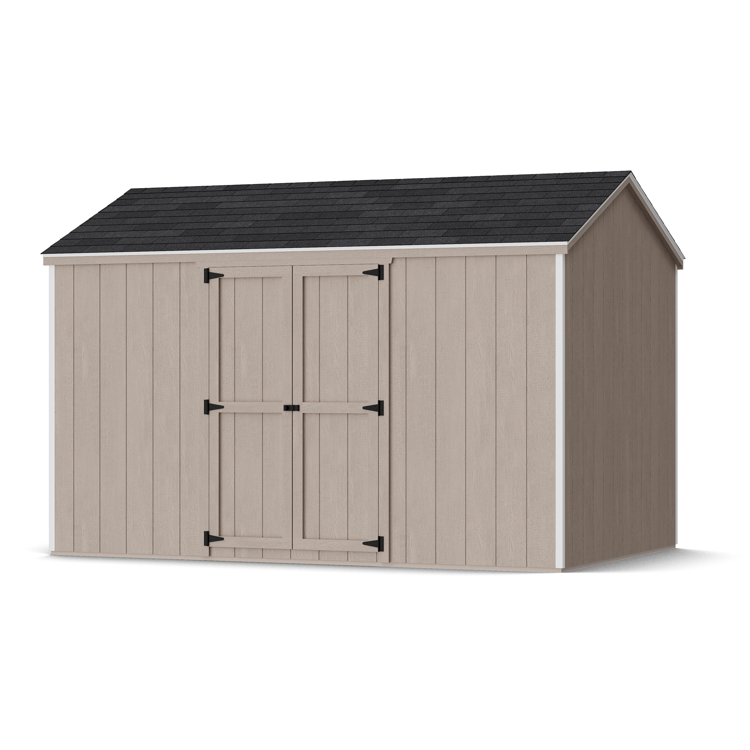 Rendering of Value Gable Shed with Side Entry in assembly process ready to be painted.