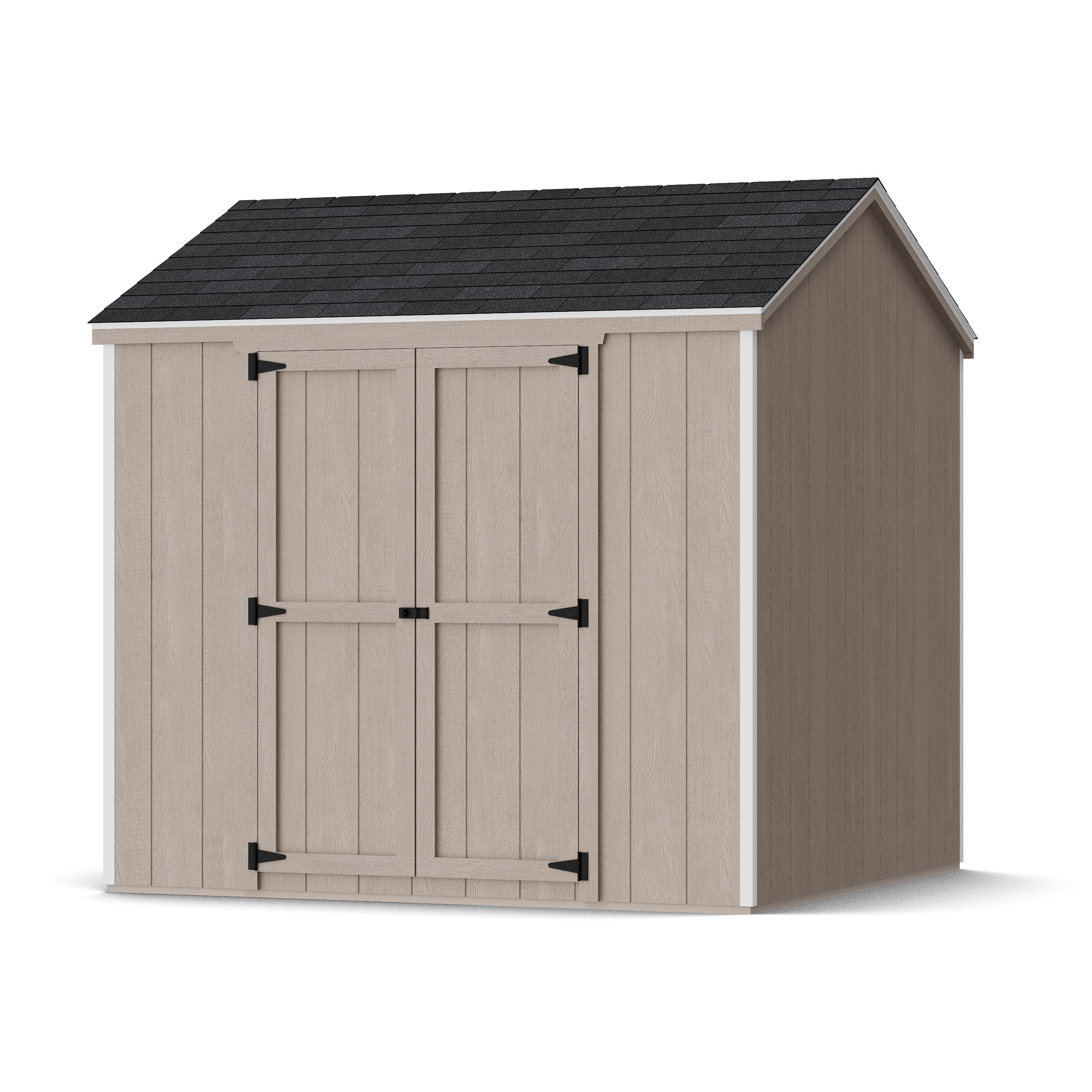 Rendering of Value Gable Shed with Side Entry in assembly process ready to be painted.