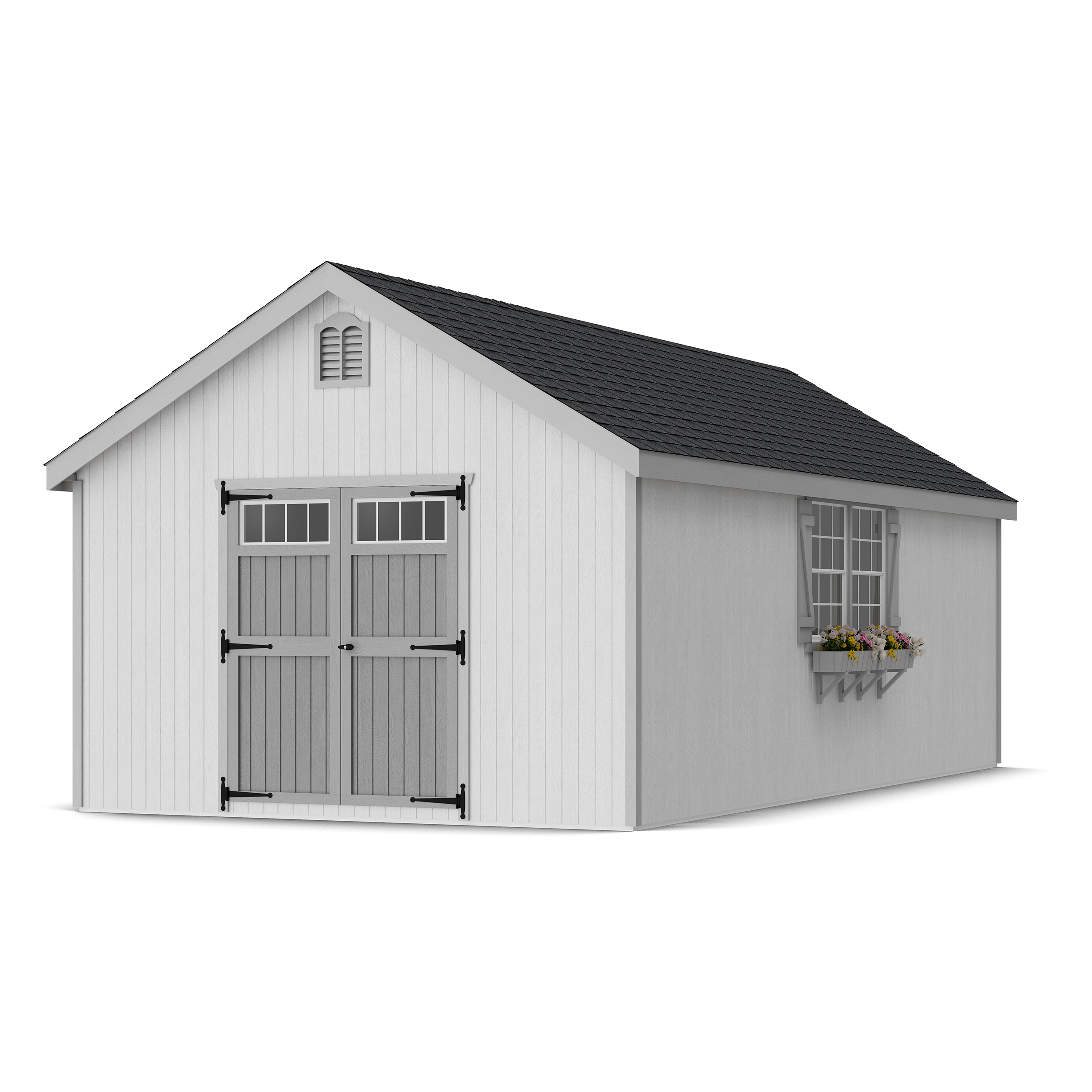 Rendering of Colonial Williamsburg Shed with shingles and paint.