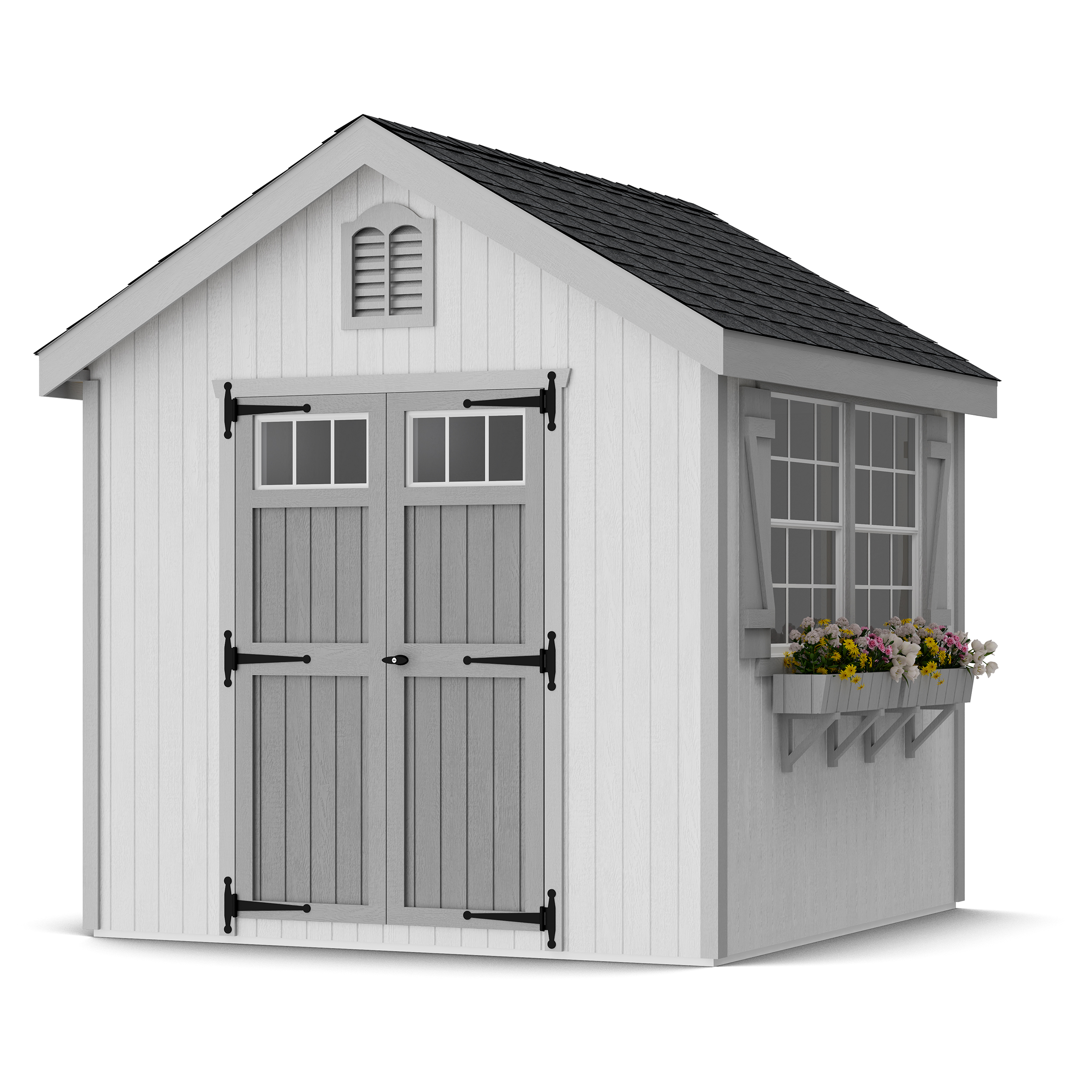 Rendering of Colonial Williamsburg Shed with shingles and paint.