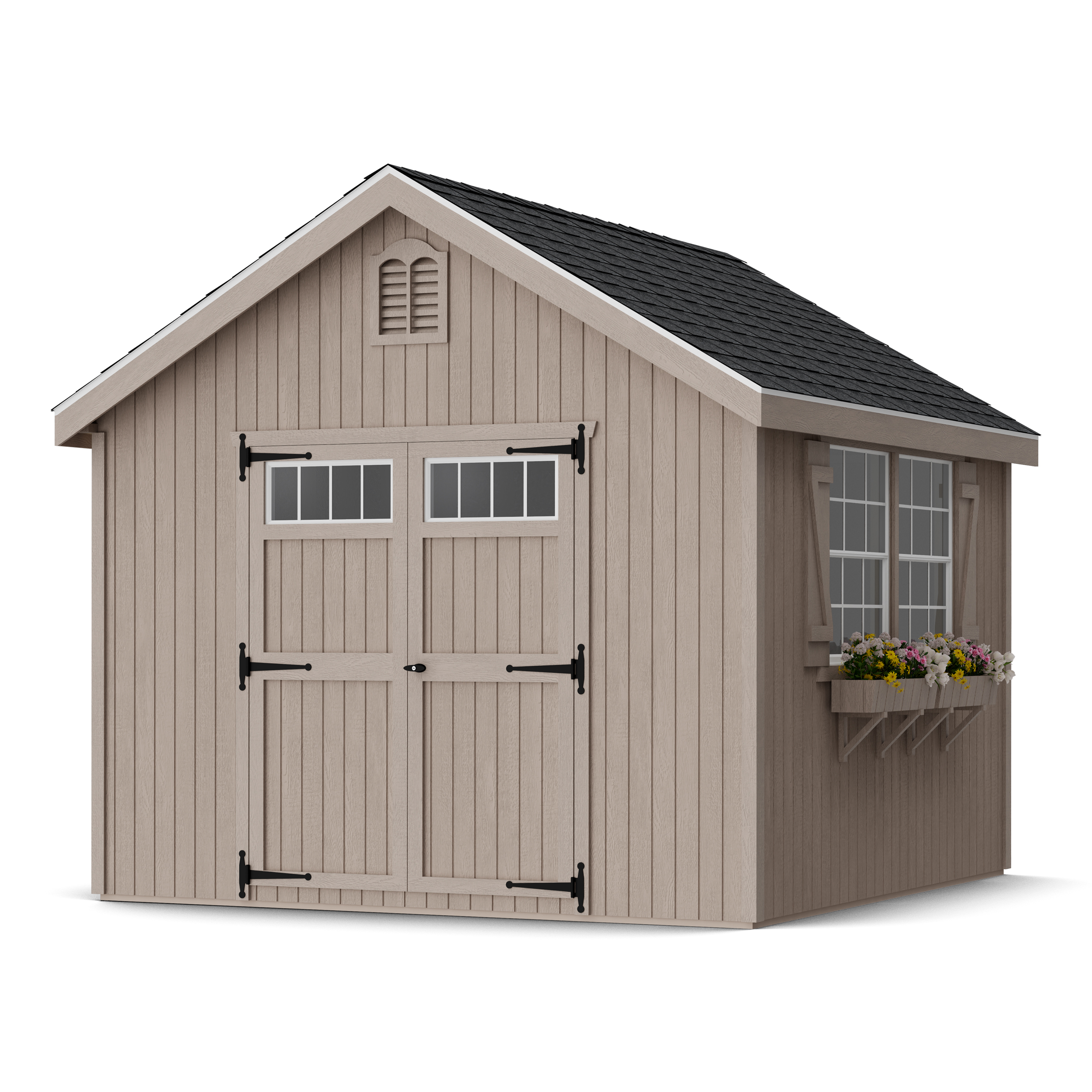 Rendering of Colonial Williamsburg Shed in assembly process ready to be painted.