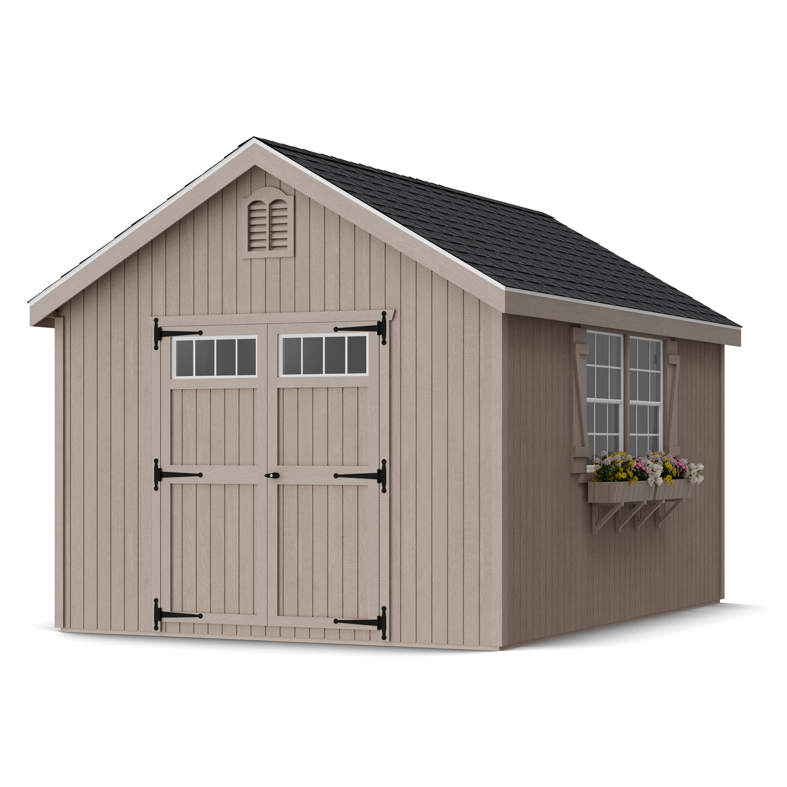 Rendering of Colonial Williamsburg Shed in assembly process ready to be painted.