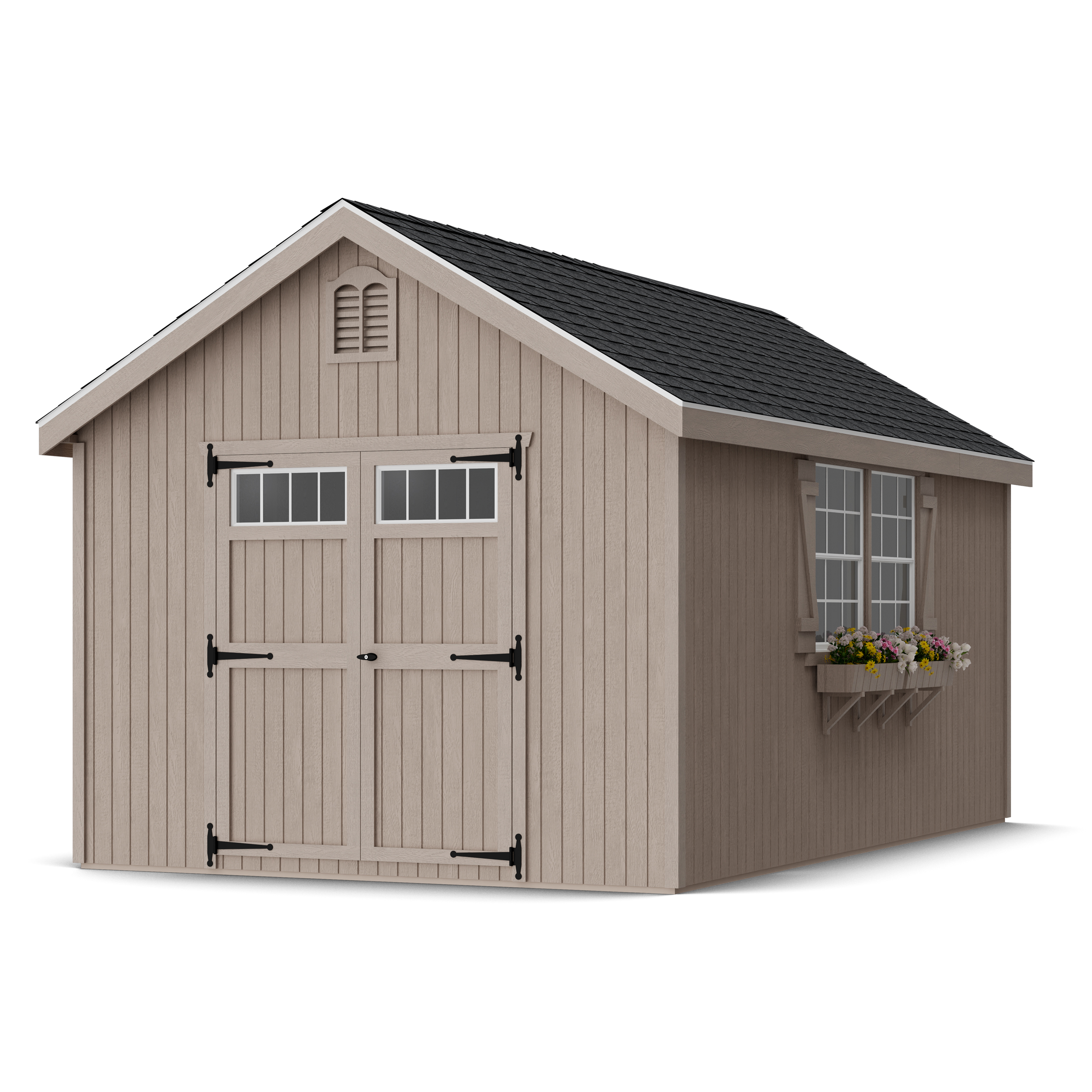 Rendering of Colonial Williamsburg Shed in assembly process ready to be painted.