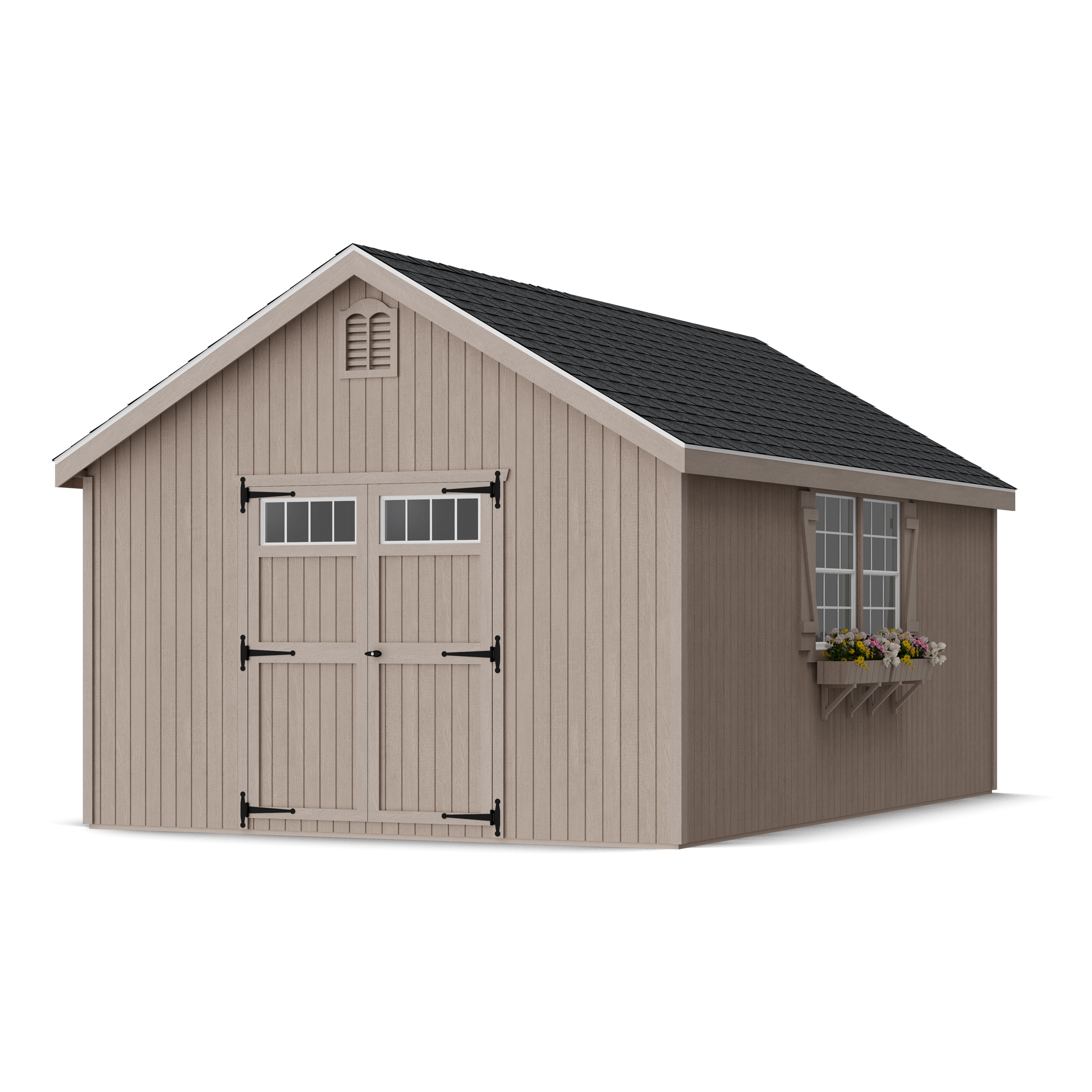 Rendering of Colonial Williamsburg Shed in assembly process ready to be painted.