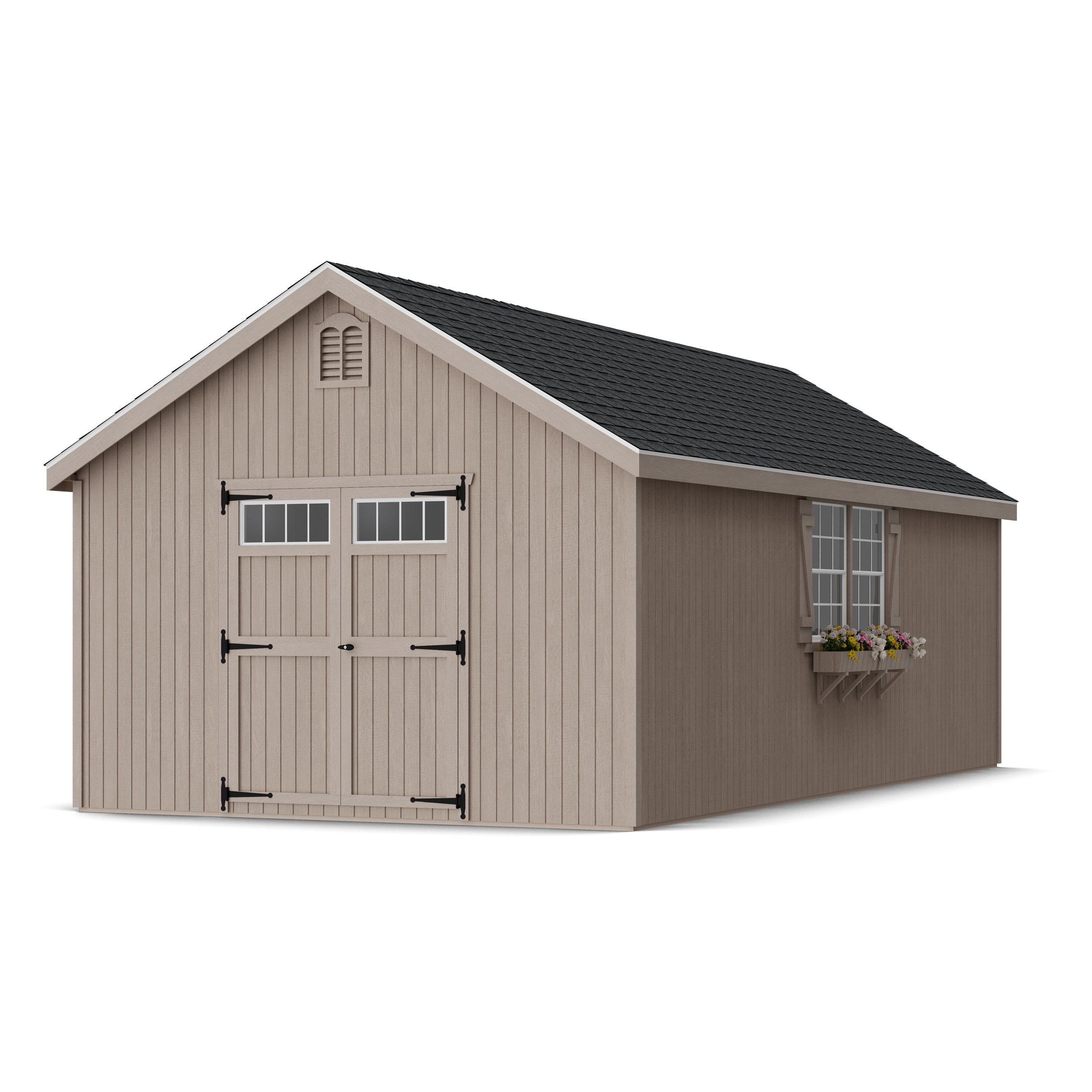Rendering of Colonial Williamsburg Shed in assembly process ready to be painted.