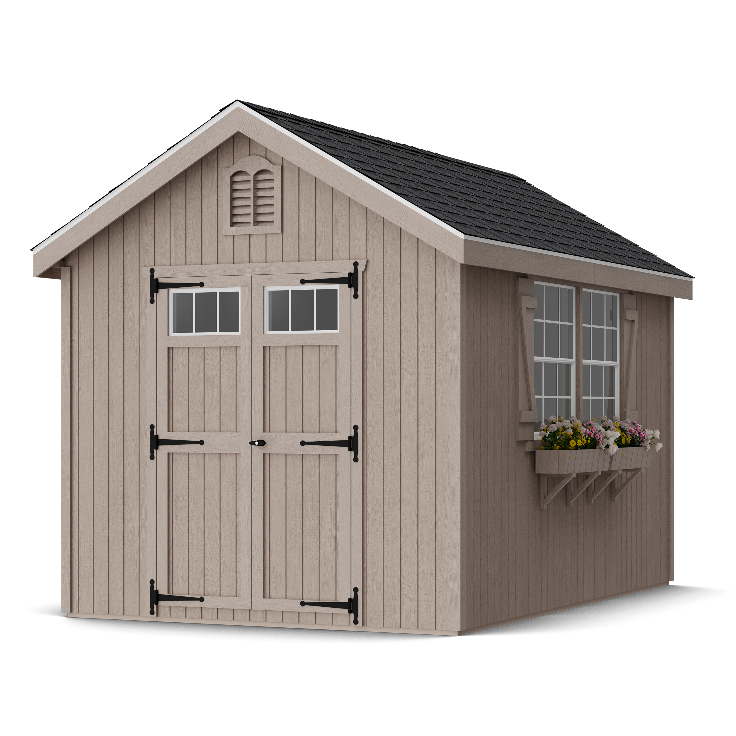 Rendering of Colonial Williamsburg Shed in assembly process ready to be painted.