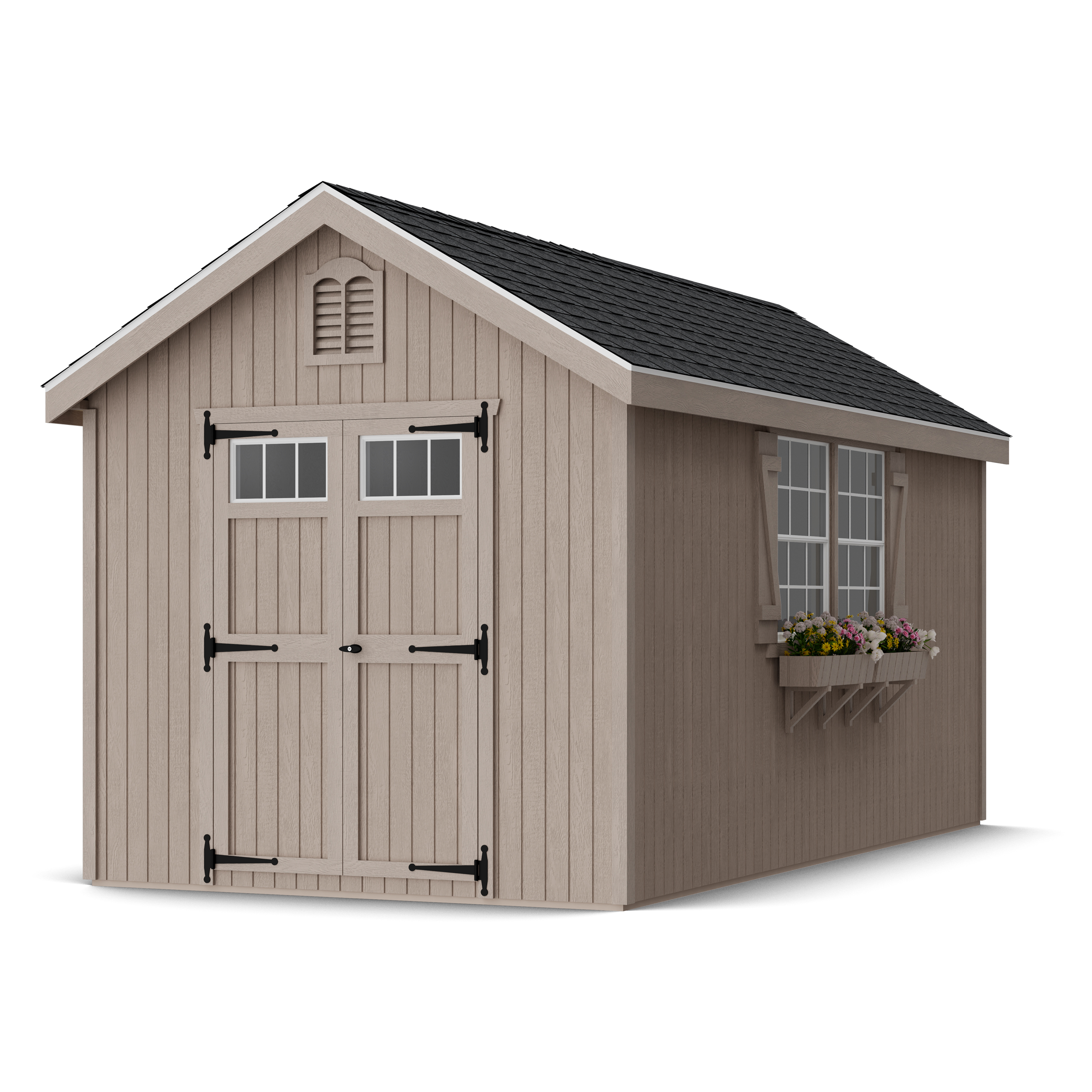 Rendering of Colonial Williamsburg Shed in assembly process ready to be painted.