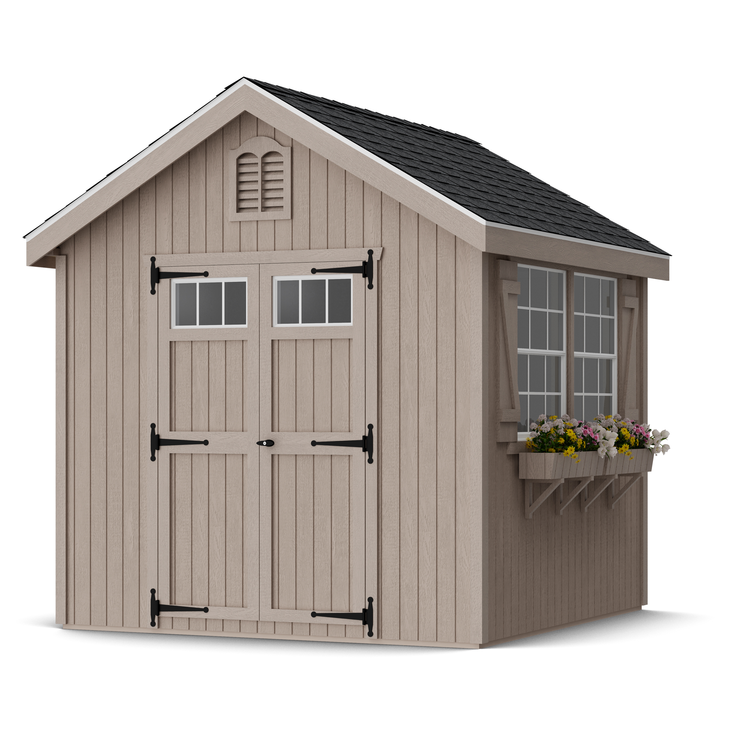 Rendering of Colonial Williamsburg Shed in assembly process ready to be painted.