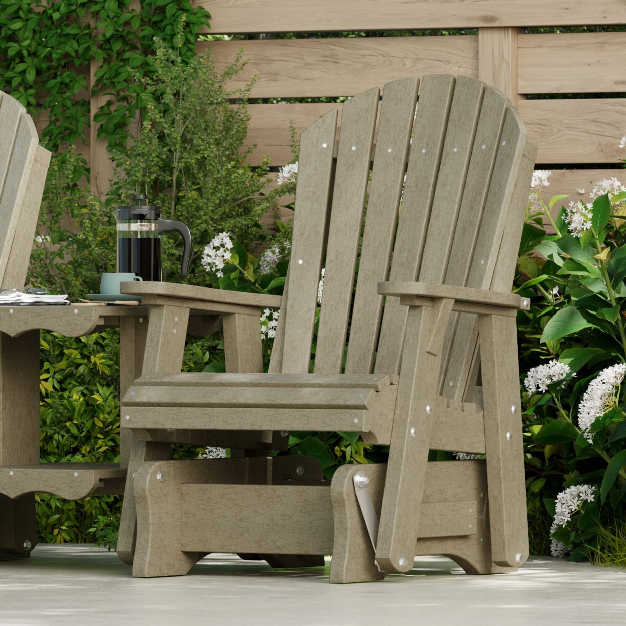 Heritage Adirondack Glider Chair Set with Center Table
