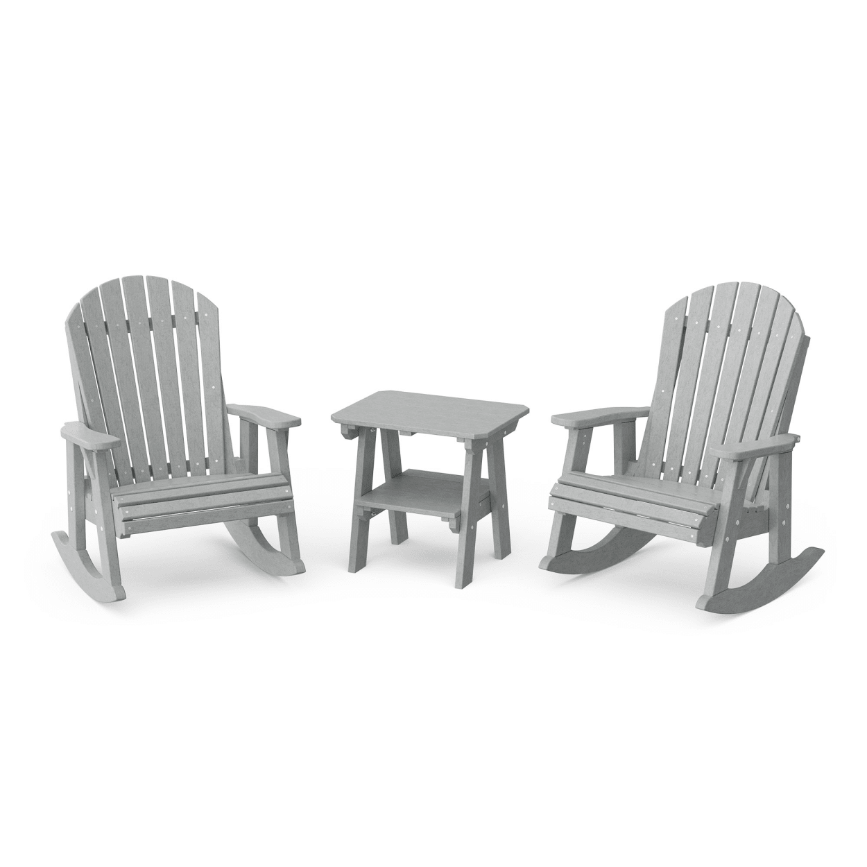 Heritage 3-Piece Adirondack Rocking Chair Set with Side Table