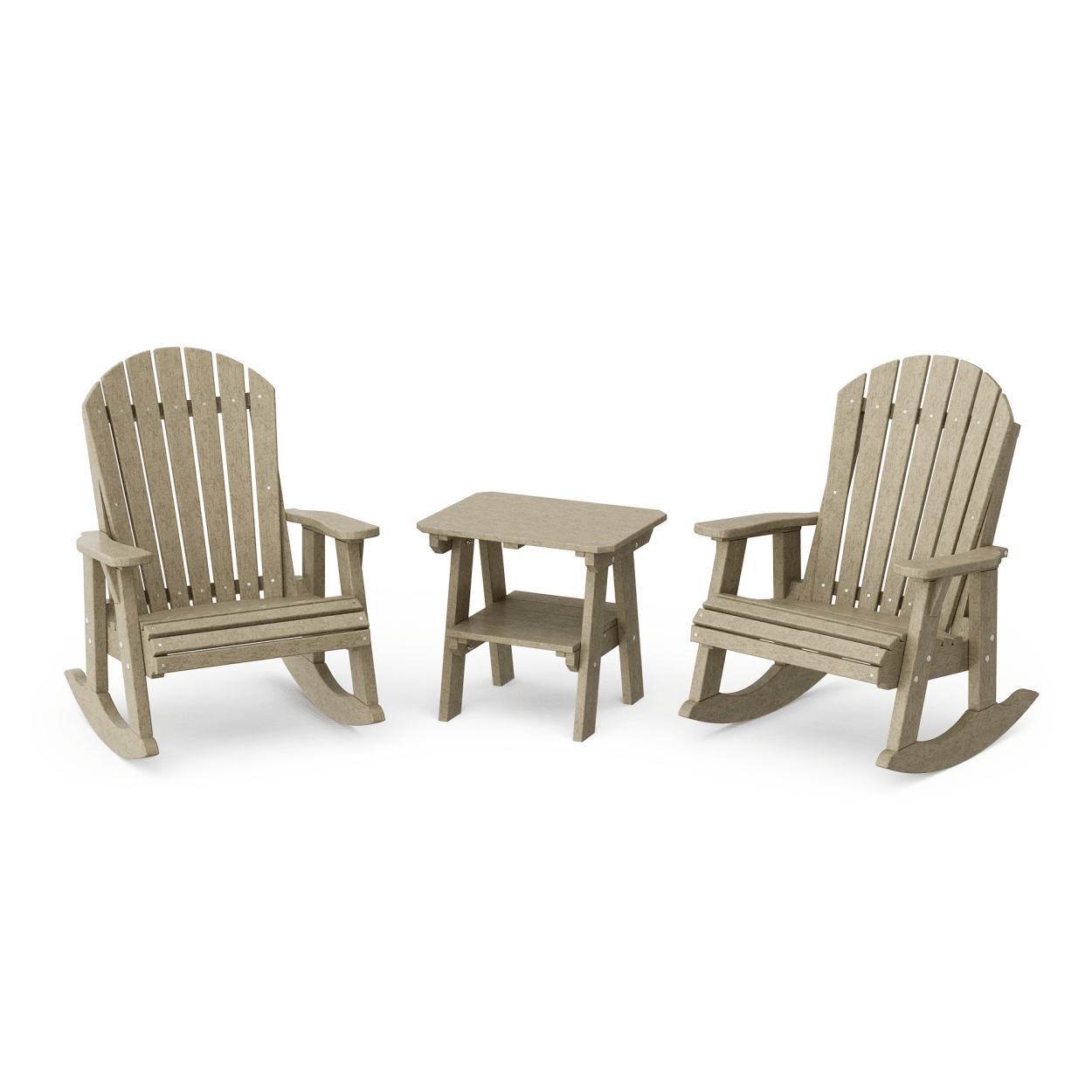 Heritage 3-Piece Adirondack Rocking Chair Set with Side Table