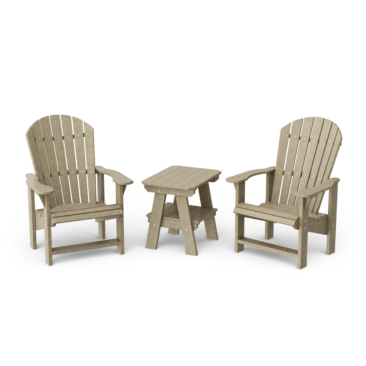 Heritage 3-Piece Upright Adirondack Chair Set with 22" Side Table