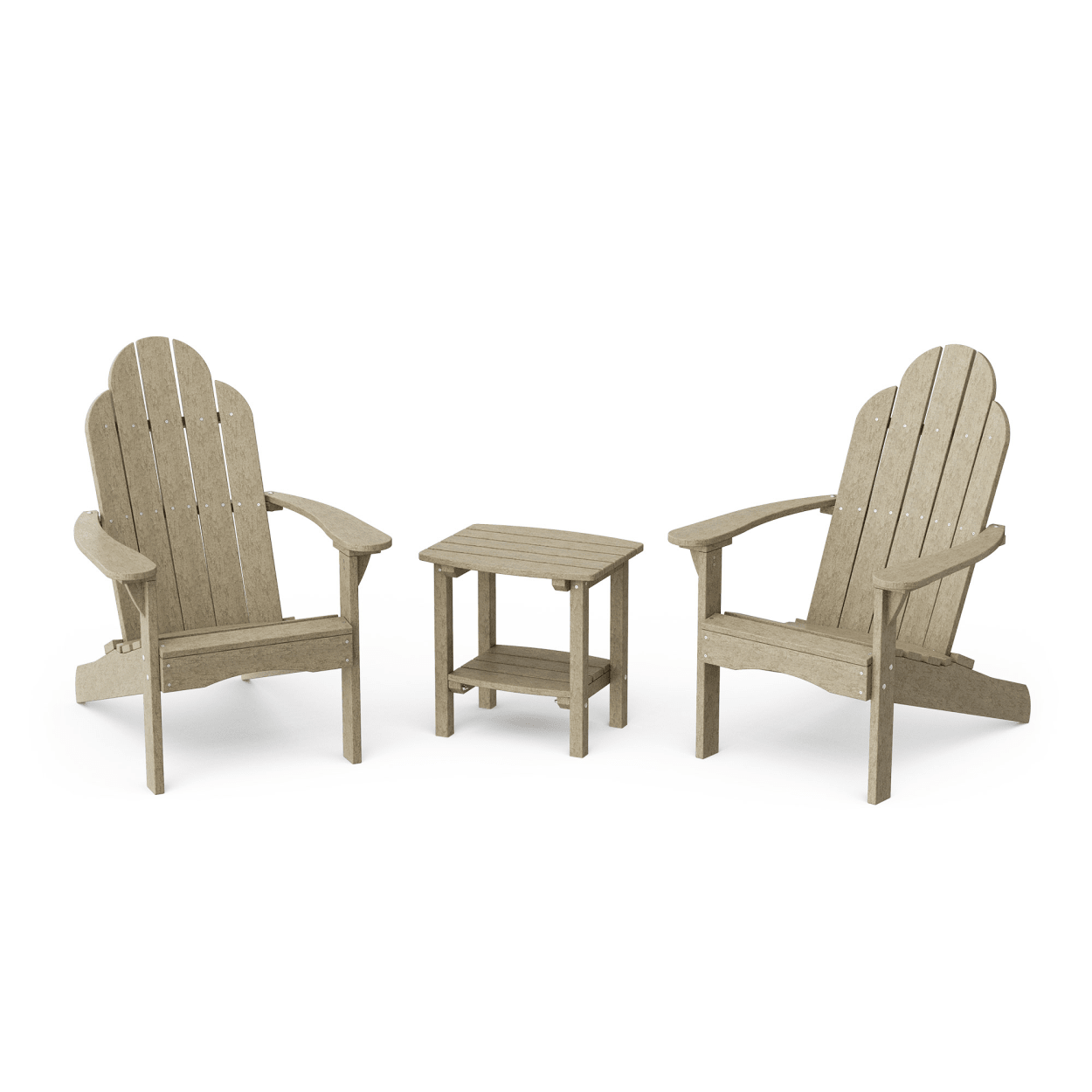 Classic 3-Piece Adirondack Chair Set with Side Table