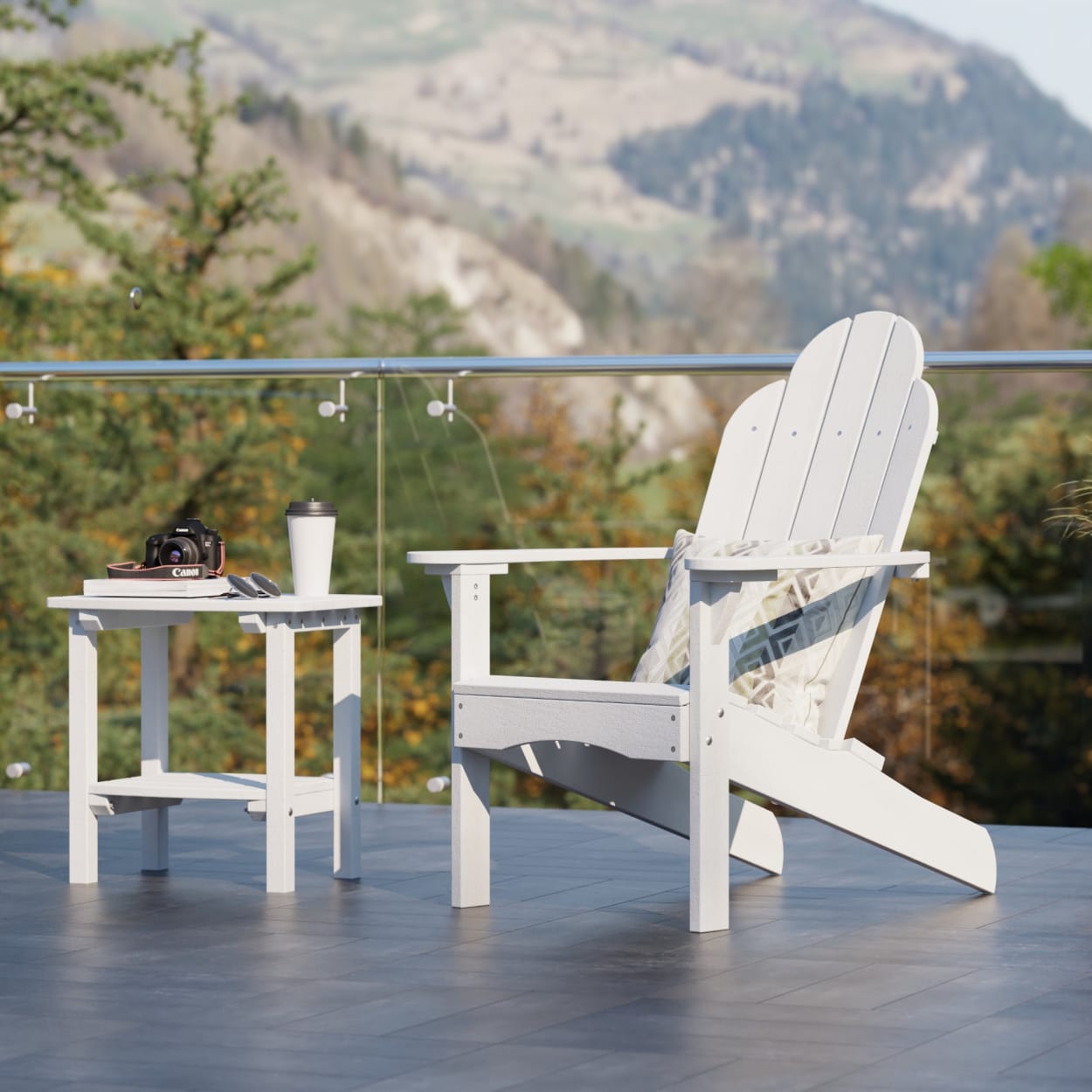 Classic 3-Piece Adirondack Chair Set with Side Table