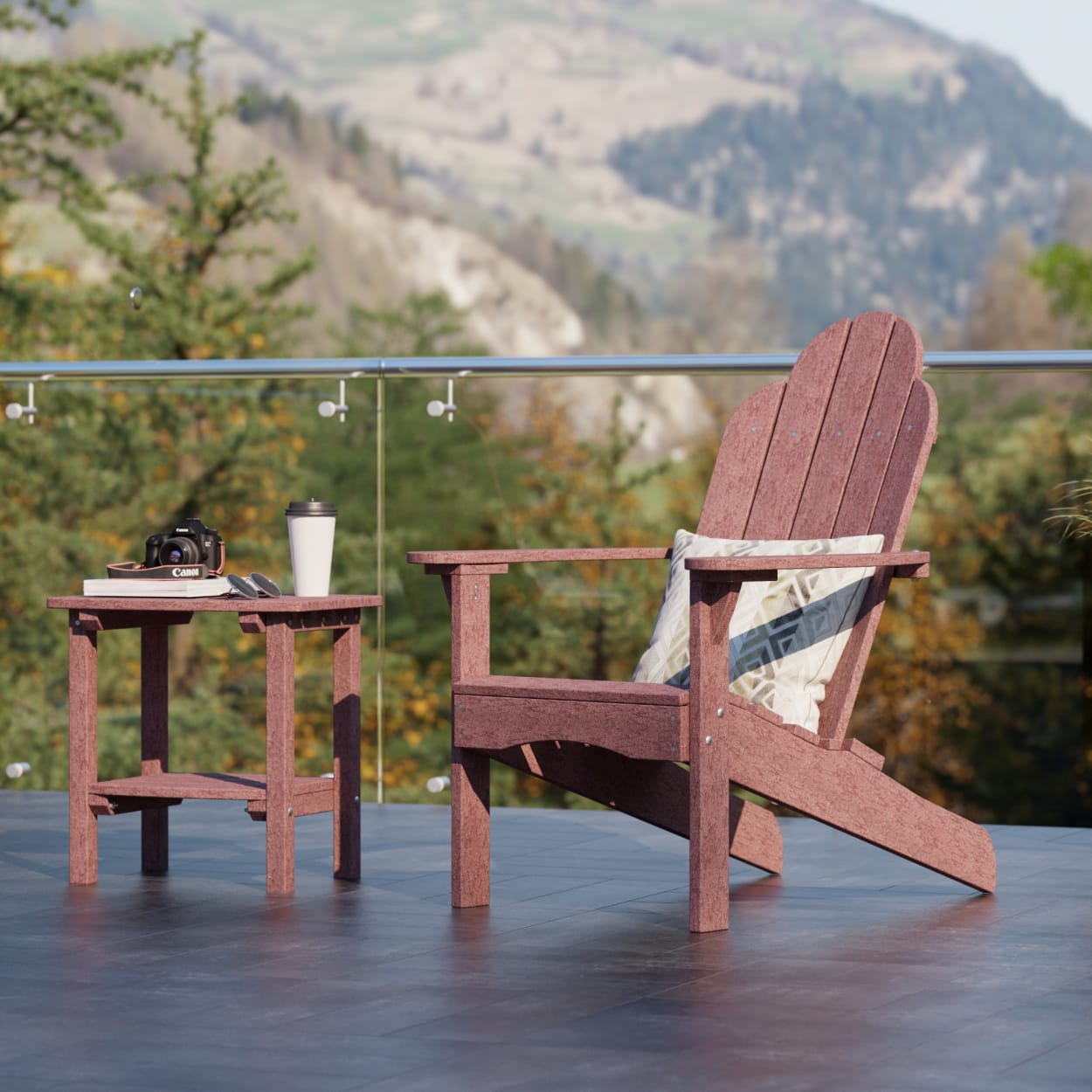 Classic 3-Piece Adirondack Chair Set with Side Table