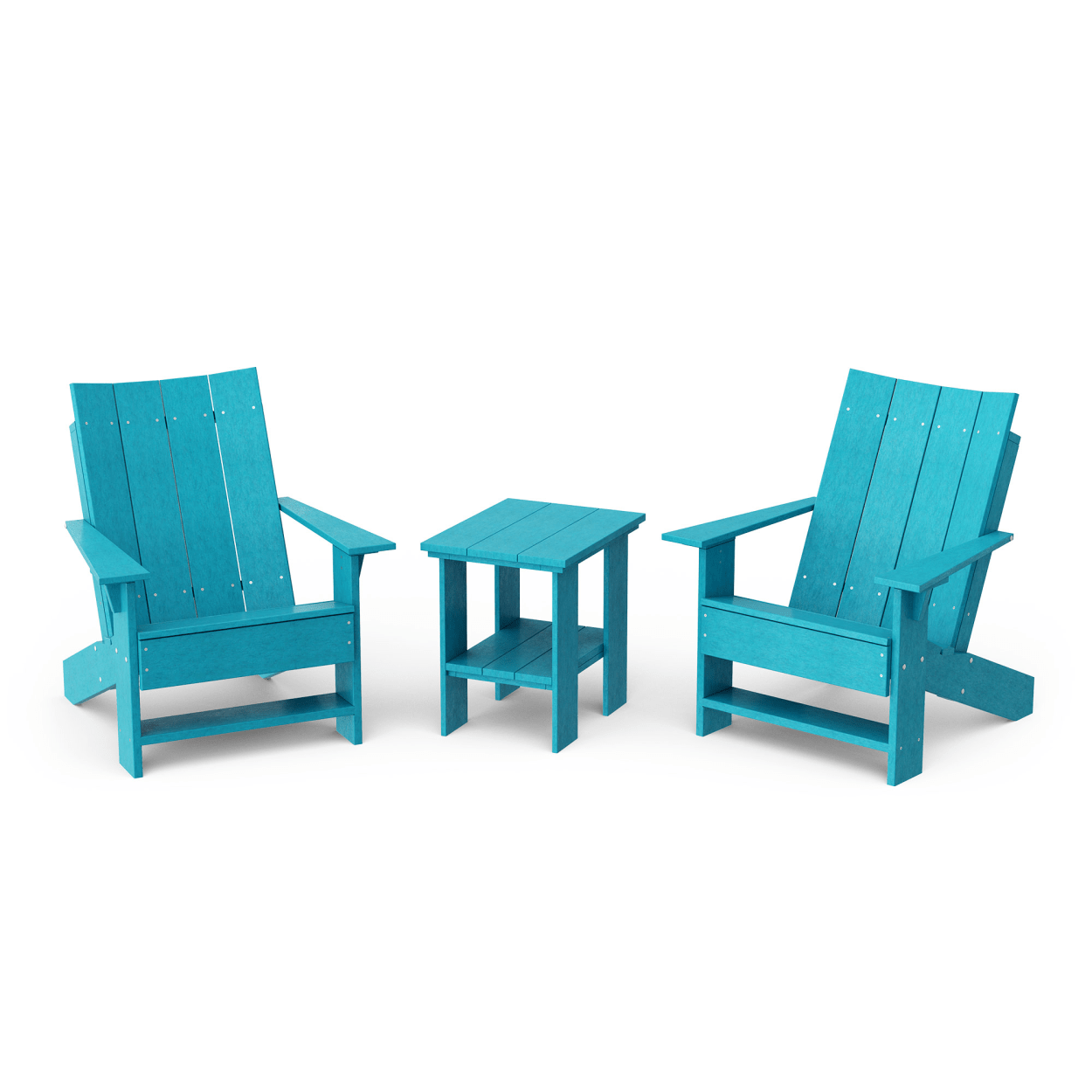 Contemporary 3-Piece Adirondack Chair Set with Side Table