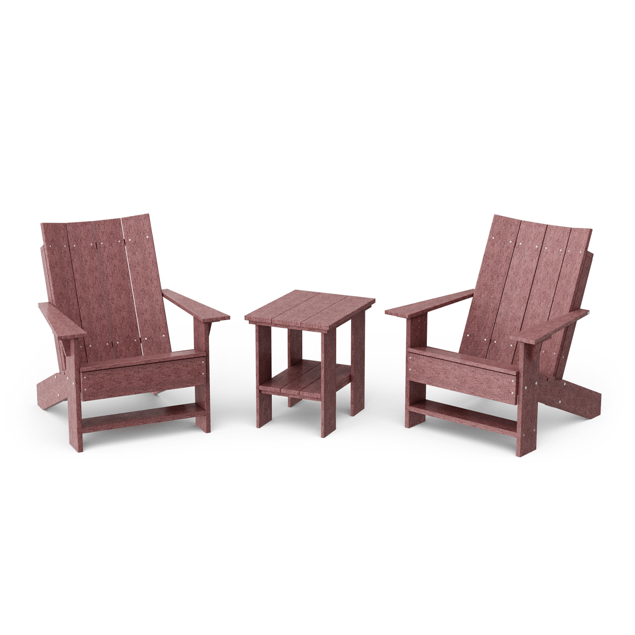 Contemporary 3-Piece Adirondack Chair Set with Side Table