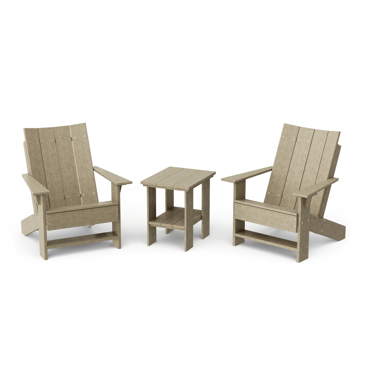 Contemporary 3-Piece Adirondack Chair Set with Side Table